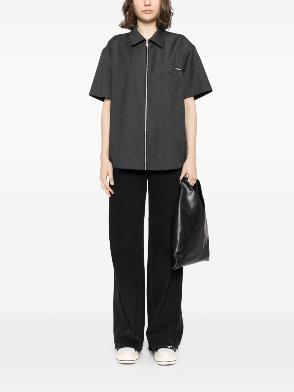 zip-fastening wool shirt - 3