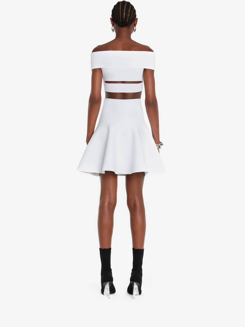 Women's Off-the-shoulder Slashed Mini Dress in Optic White - 4