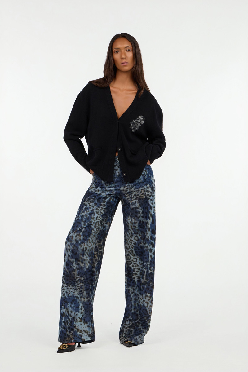 Roberto Cavalli Black cardigan with Monogram Mirror Snake outlook