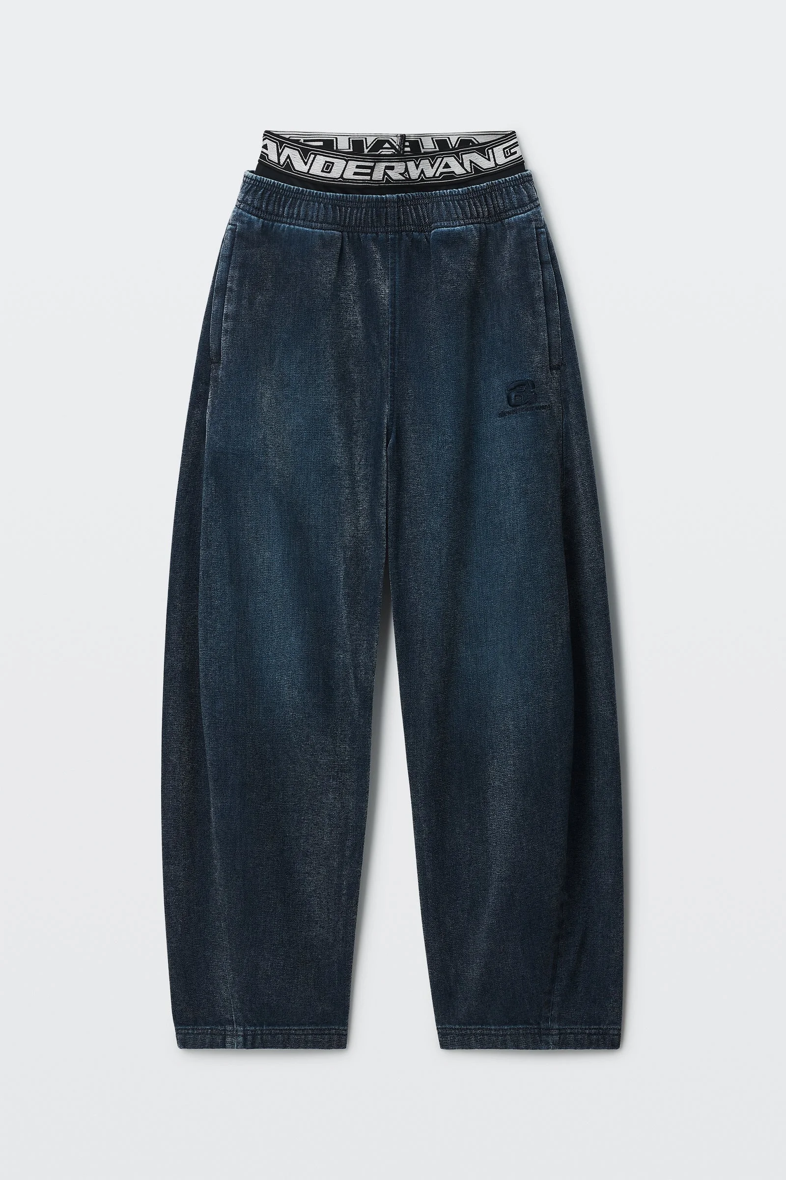 brushed denim logo elastic sweatpant - 1