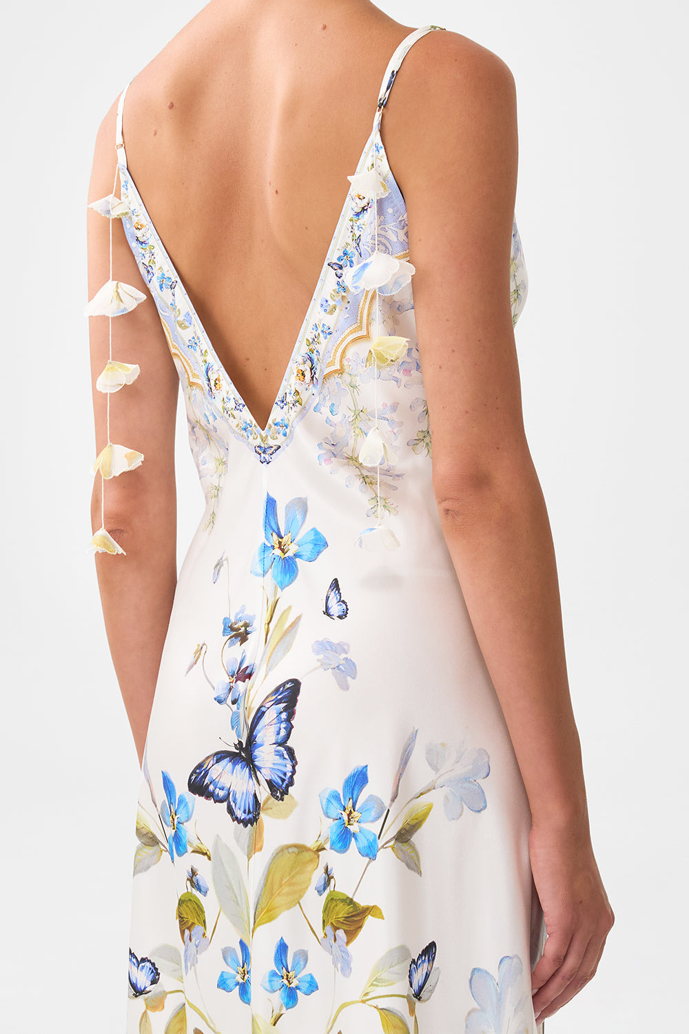 V-NECK LONG BIAS SLIP DRESS WITH TRAIN - 6