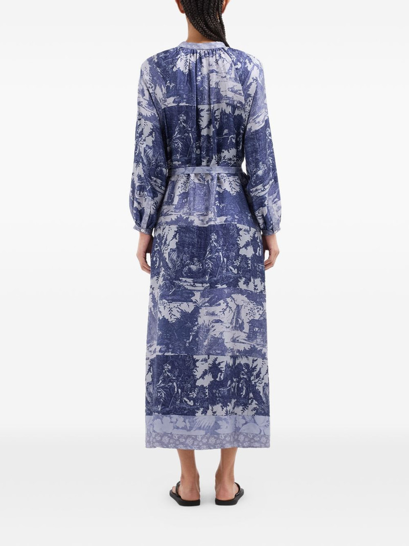 Aloe toile-de-jouy-pattern shirt midi dress 4