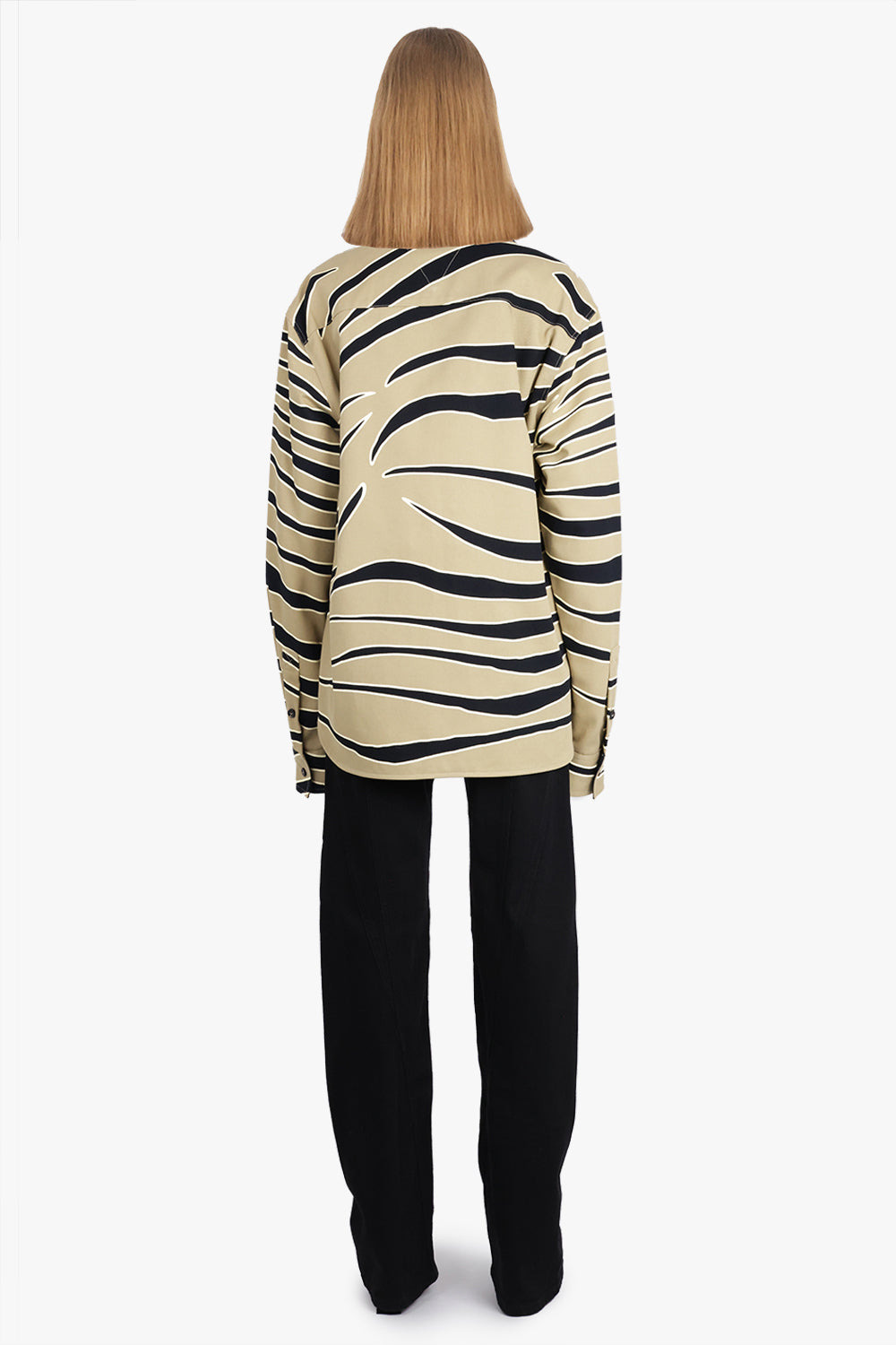 ANIMAL PRINT COTTON DRILL SHIRT | SESAME/NAVY/CAMO - 5