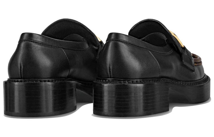 (WMNS) LOUIS VUITTON Academy Loafers 'Black with Brown Monogram and Gold Plate' 1A7TXN - 4
