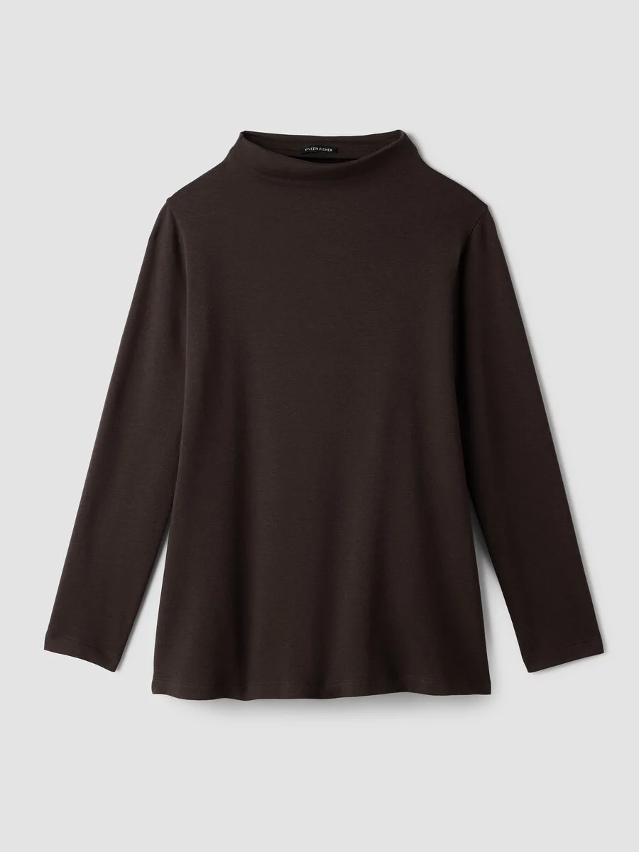 Cozy Brushed Terry Hug Funnel Neck Long Top - 1