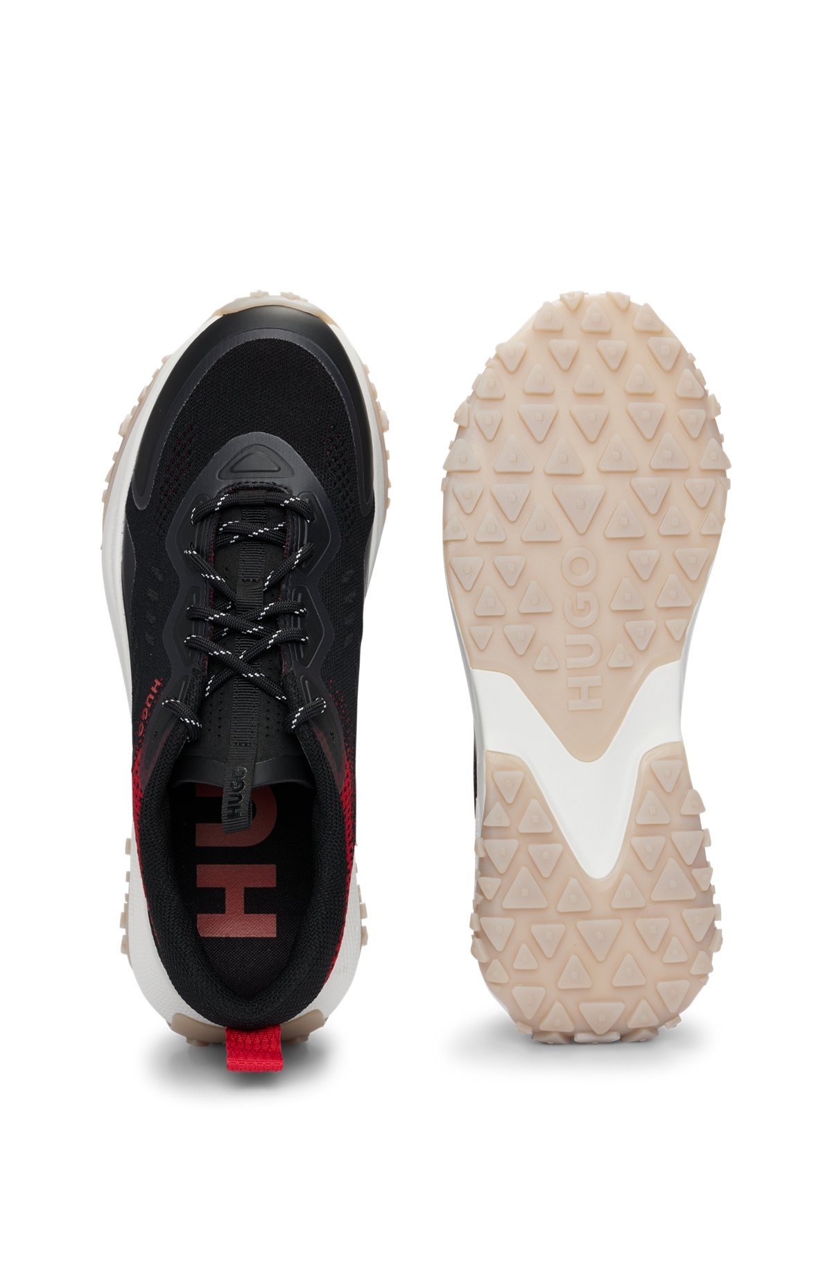 MIXED-MATERIAL LACE-UP TRAINERS WITH DEGRADÉ PATTERN - 4