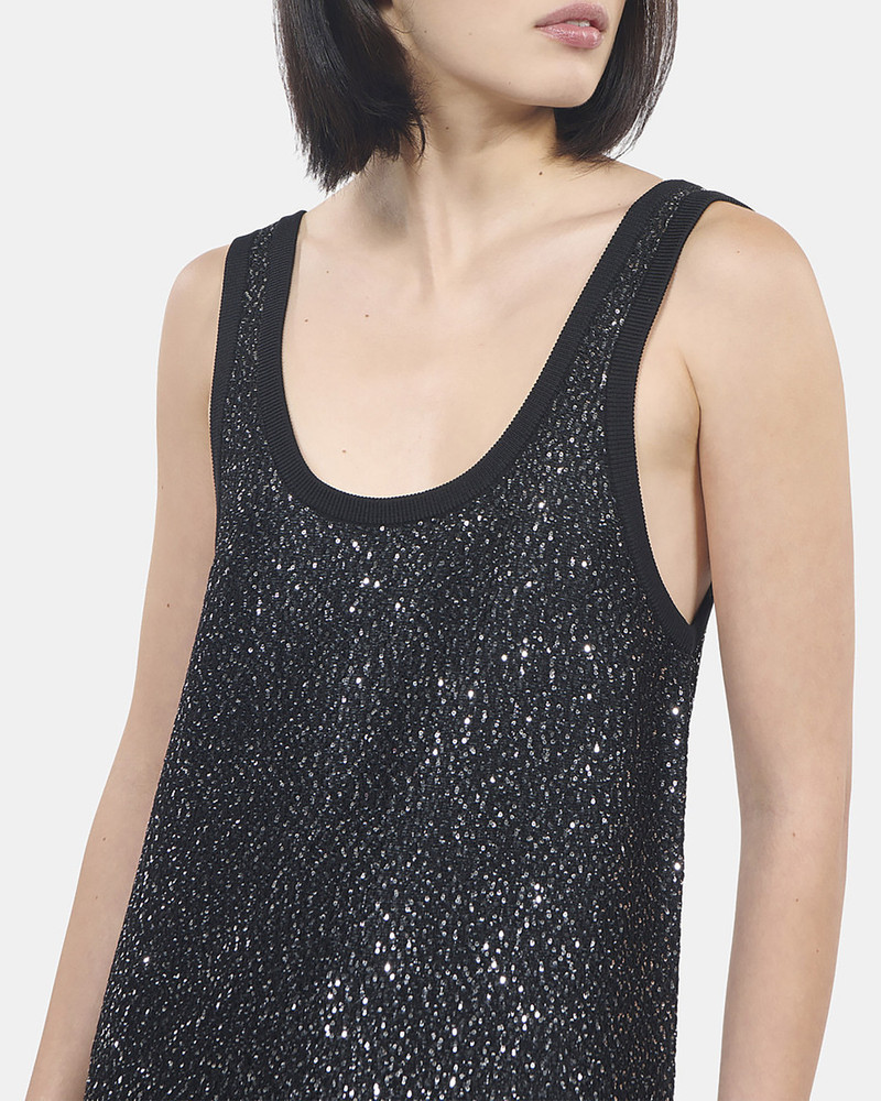 BLACK SEQUIN KNIT SHORT DRESS 5