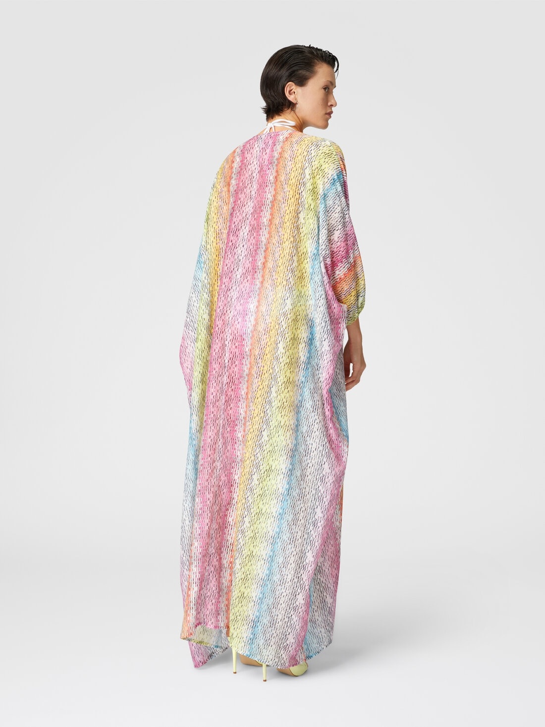 Long kaftan in printed cotton and silk blend - 3