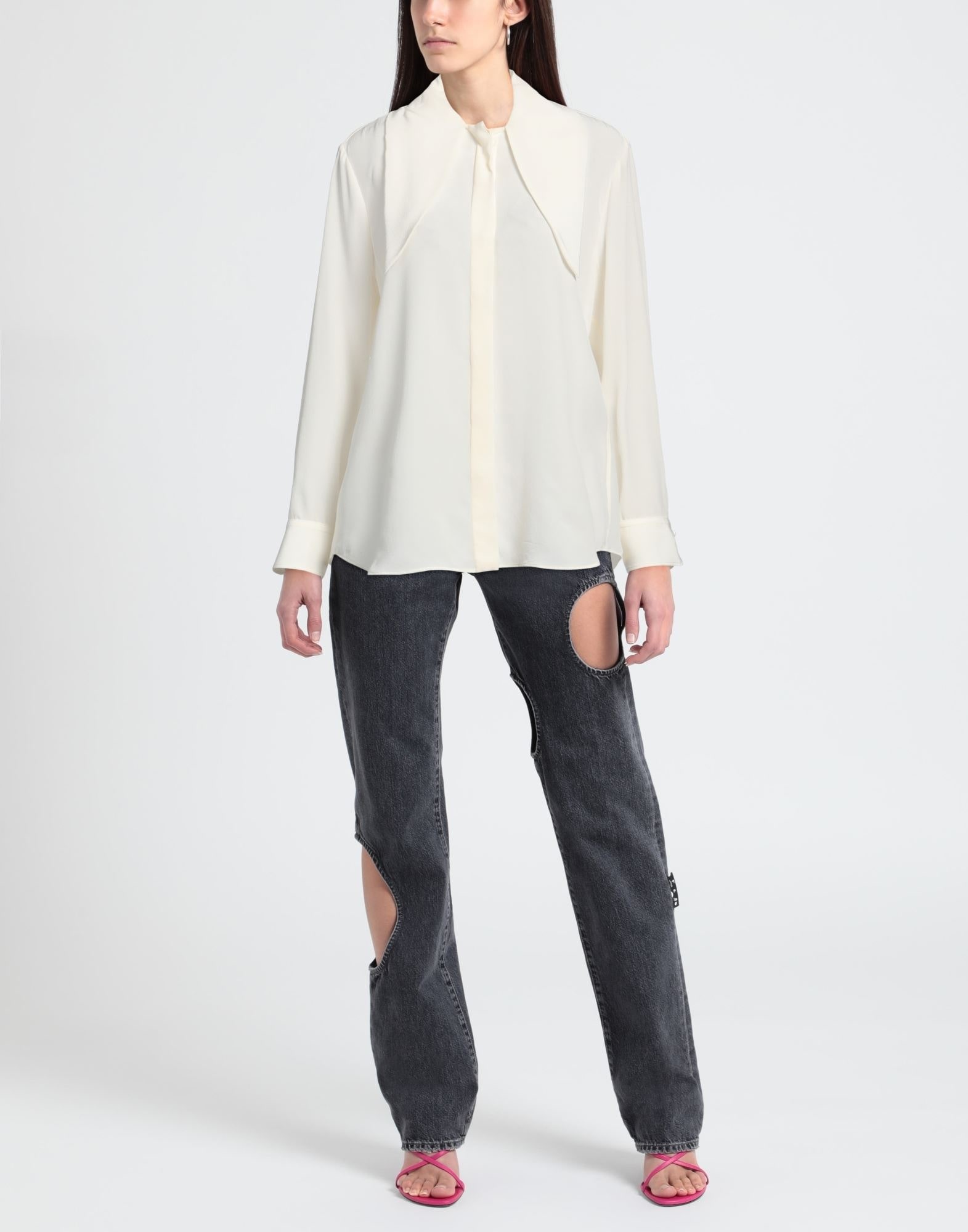 Cream Women's Silk Shirts & Blouses - 2