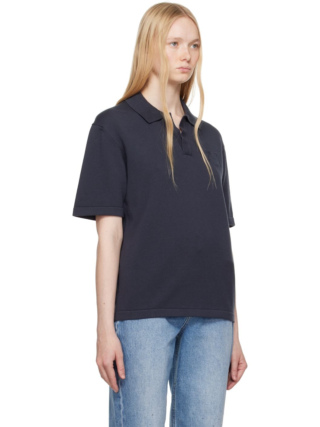 Gray Bold Head Embroidered Knitted Polo - 2