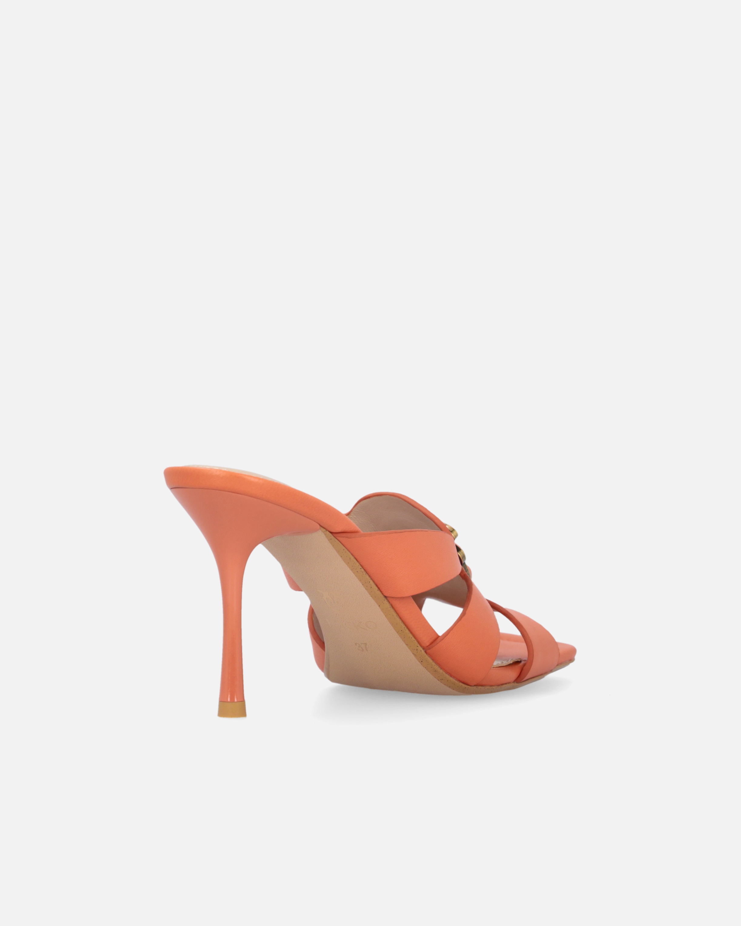 NAPPA LEATHER SANDALS WITH HEEL AND BIRD DETAIL - 3