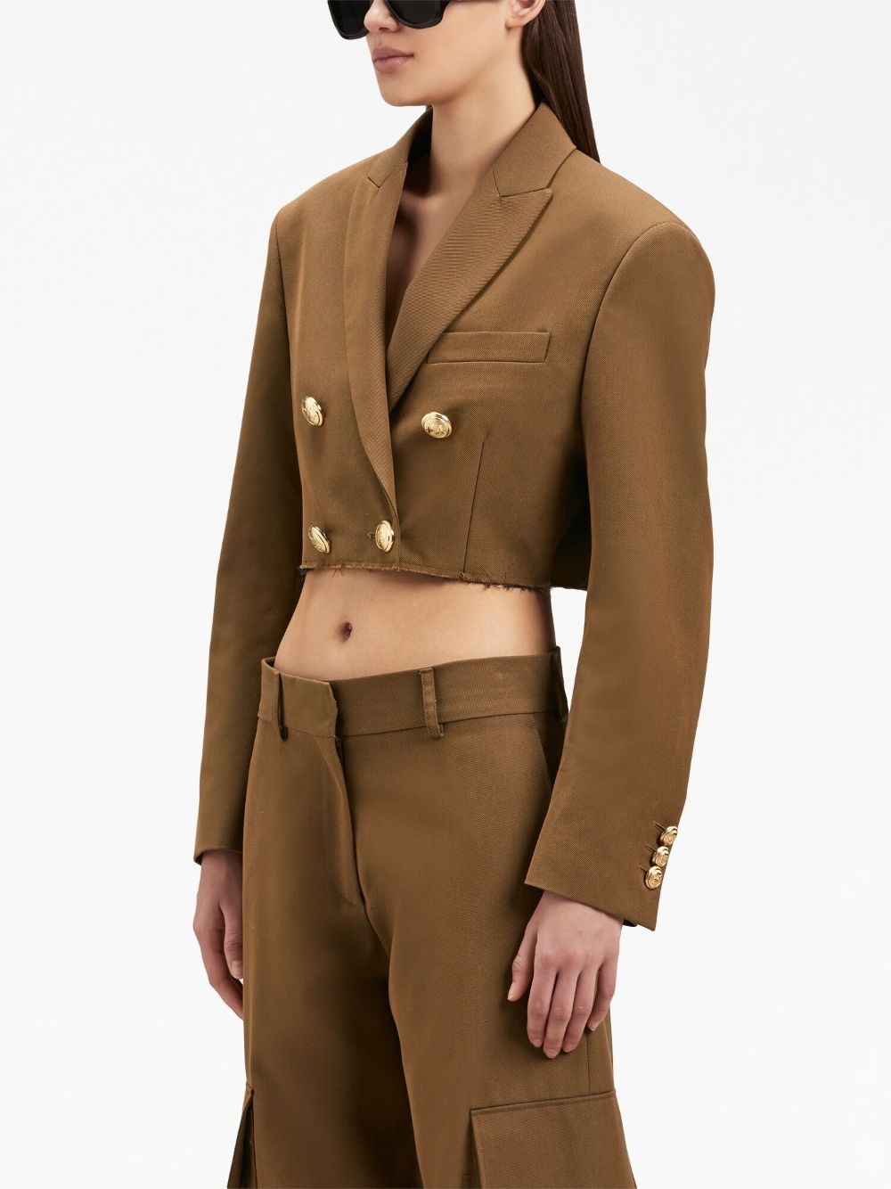double-breasted cropped blazer - 4