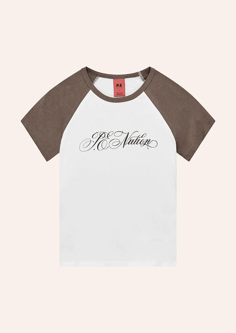 GAME PLAN BABY TEE IN WHITE & MOCHA - 1