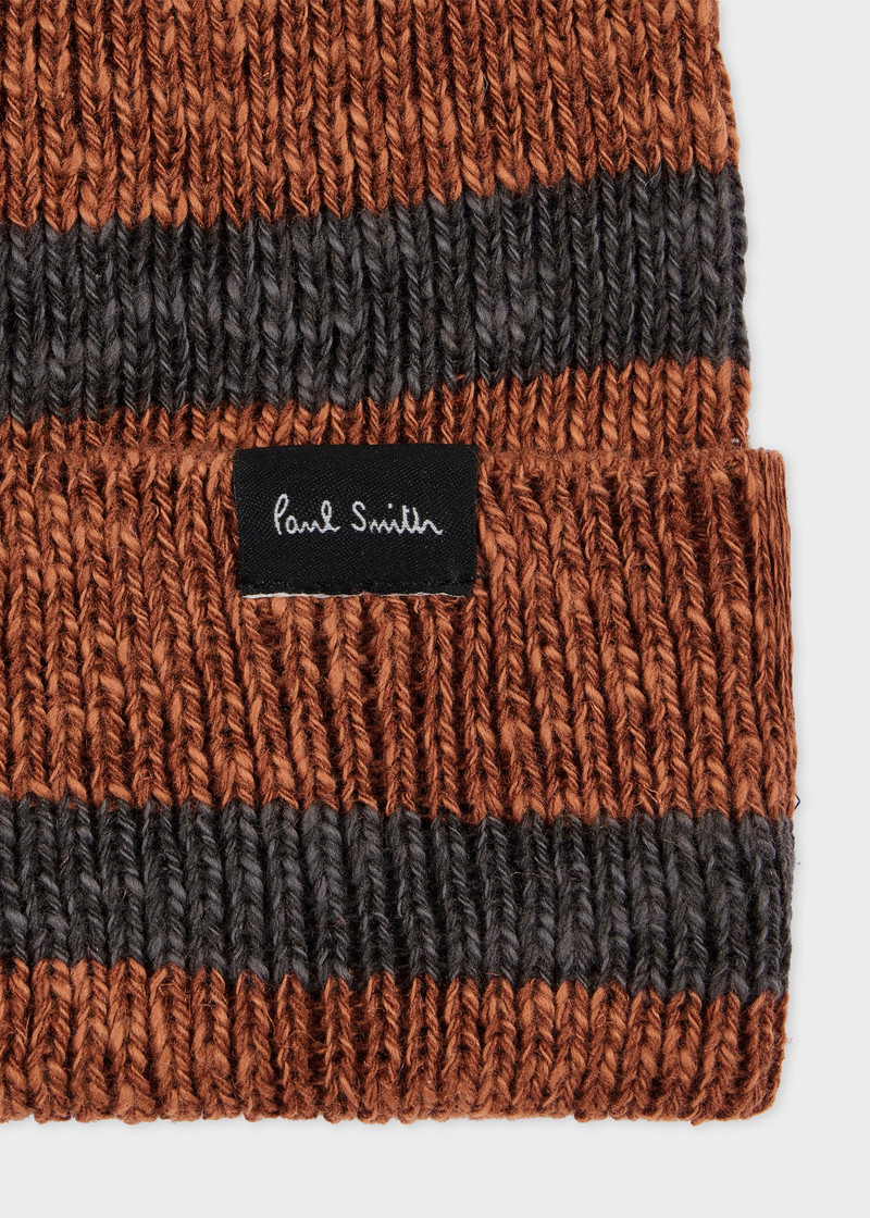 Paul Smith Orange and Grey Stripe Cotton-Blend Beanie outlook