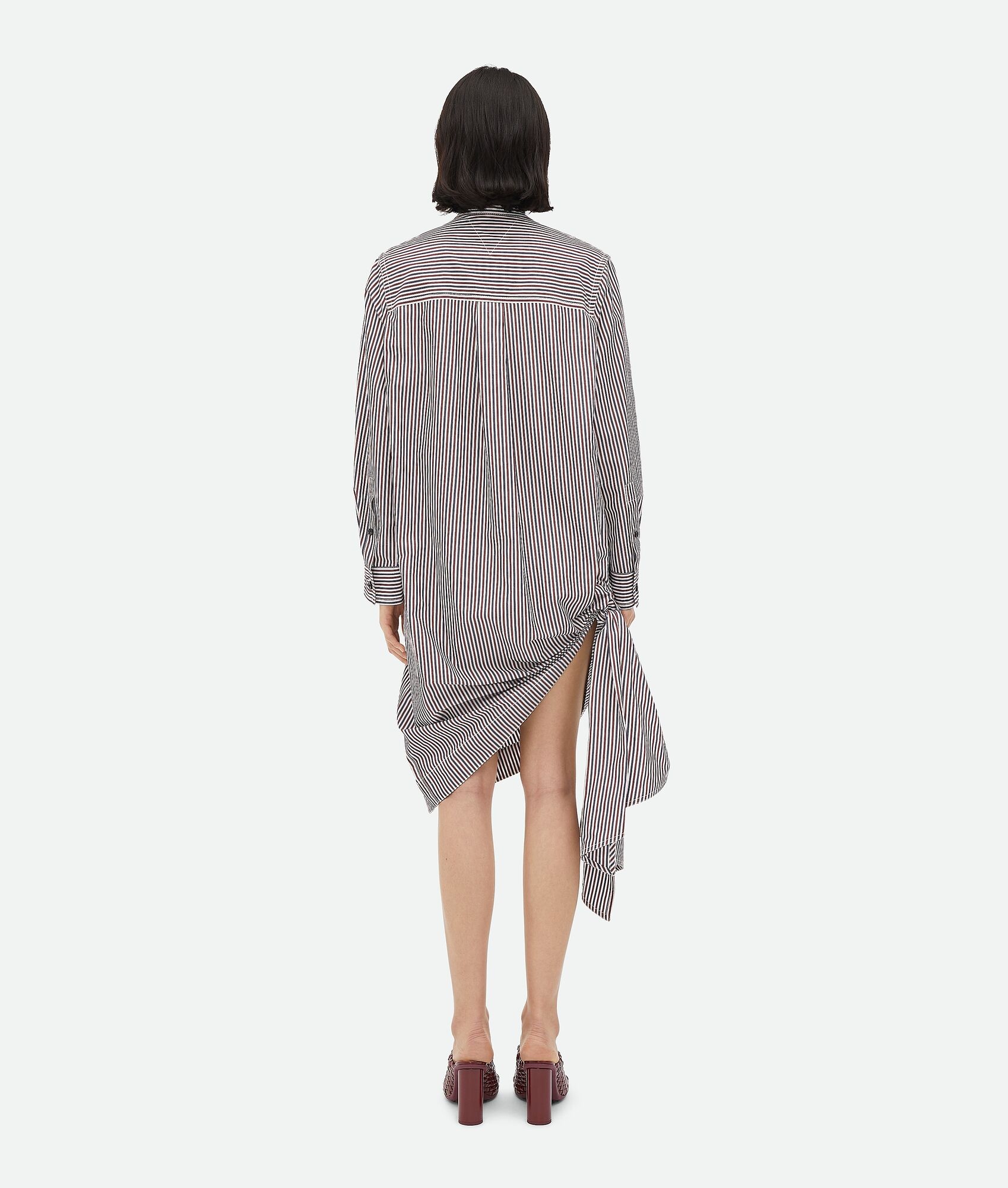 Cotton Striped Dress With Knot Detail - 3