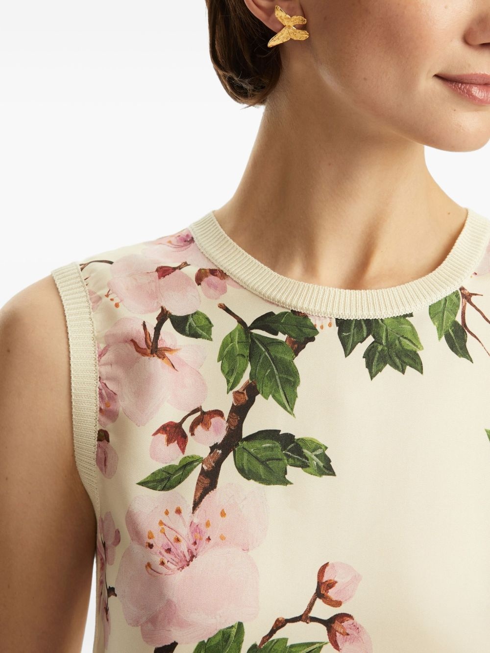 printed silk tank top - 6