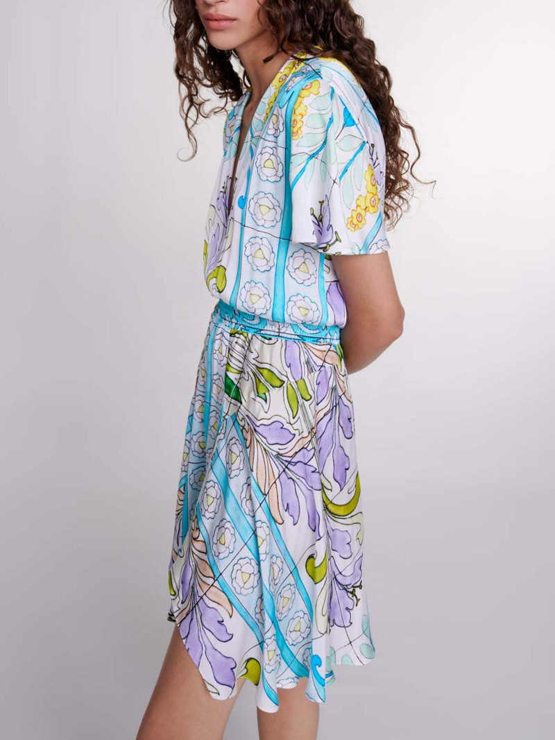 Short satin-effect print dress 7