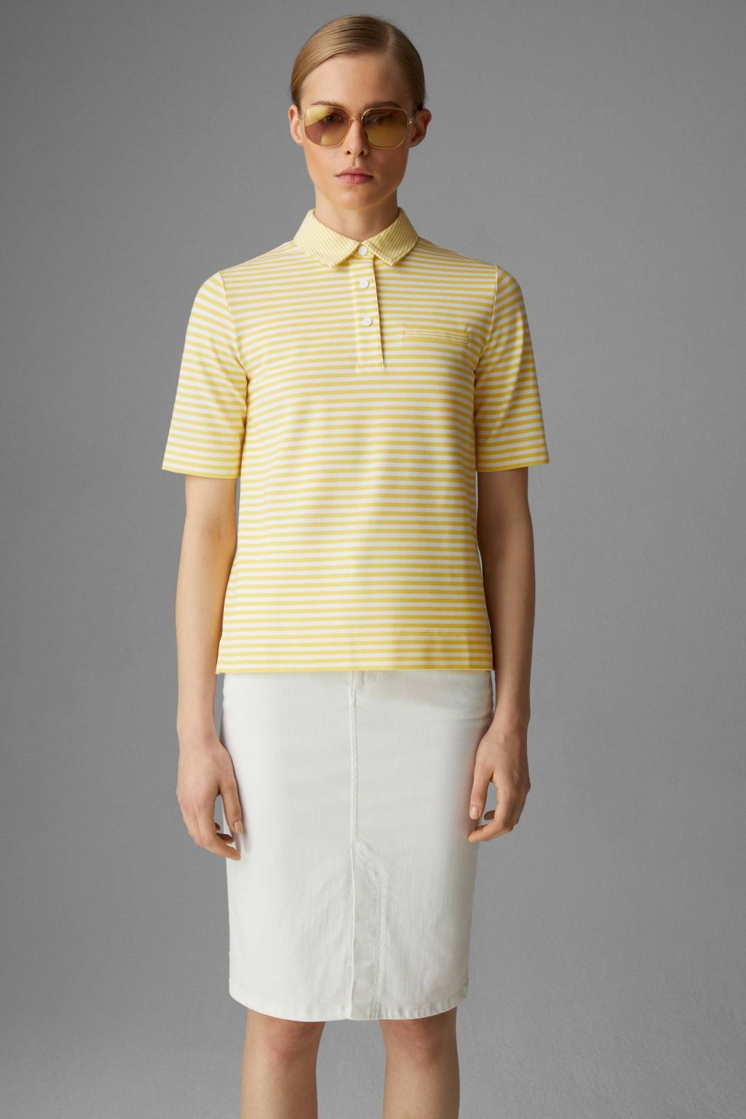 PEONY PIQUÉ POLO SHIRT IN YELLOW/WHITE - 2