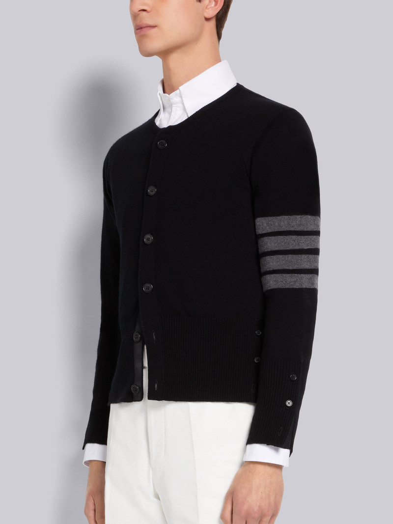 Thom Browne Black Cashmere 4-Bar Classic Crew Neck Cardigan outlook