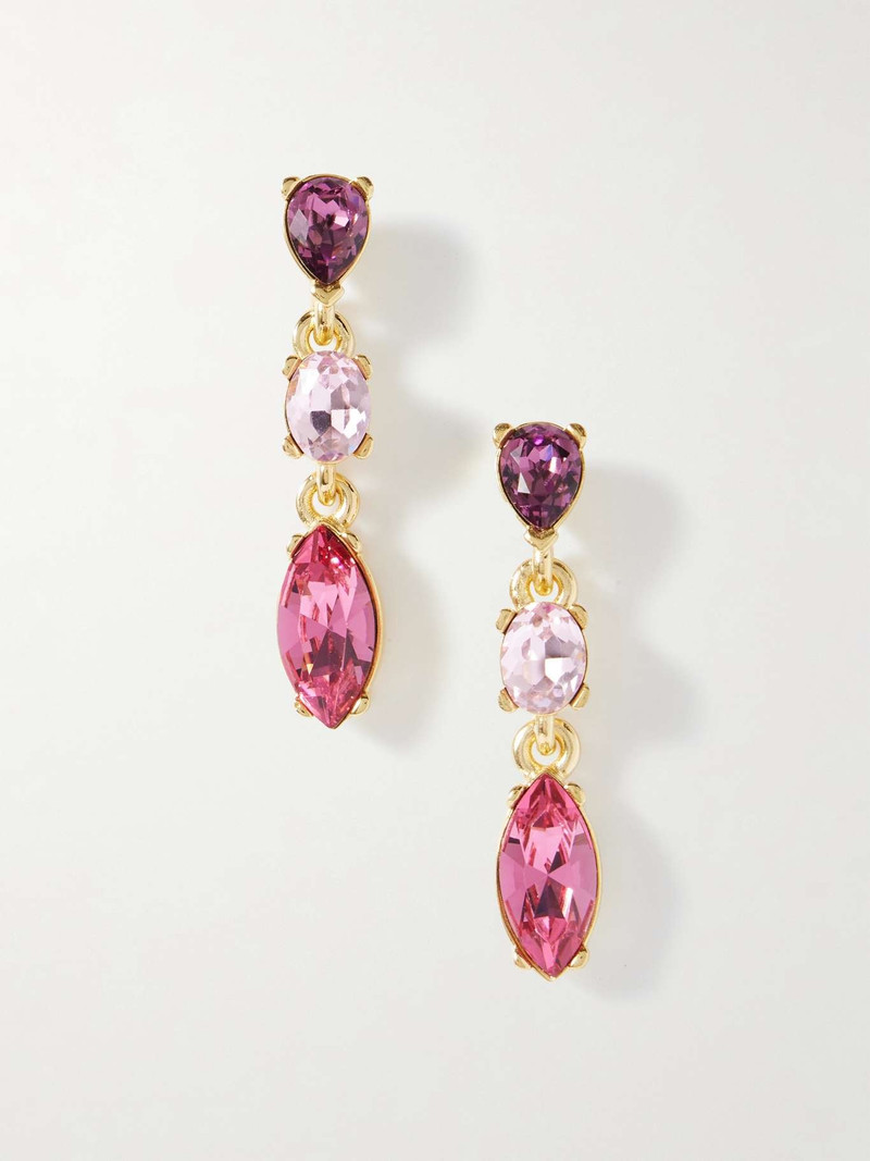 Gold-tone crystal earrings Pink - 1