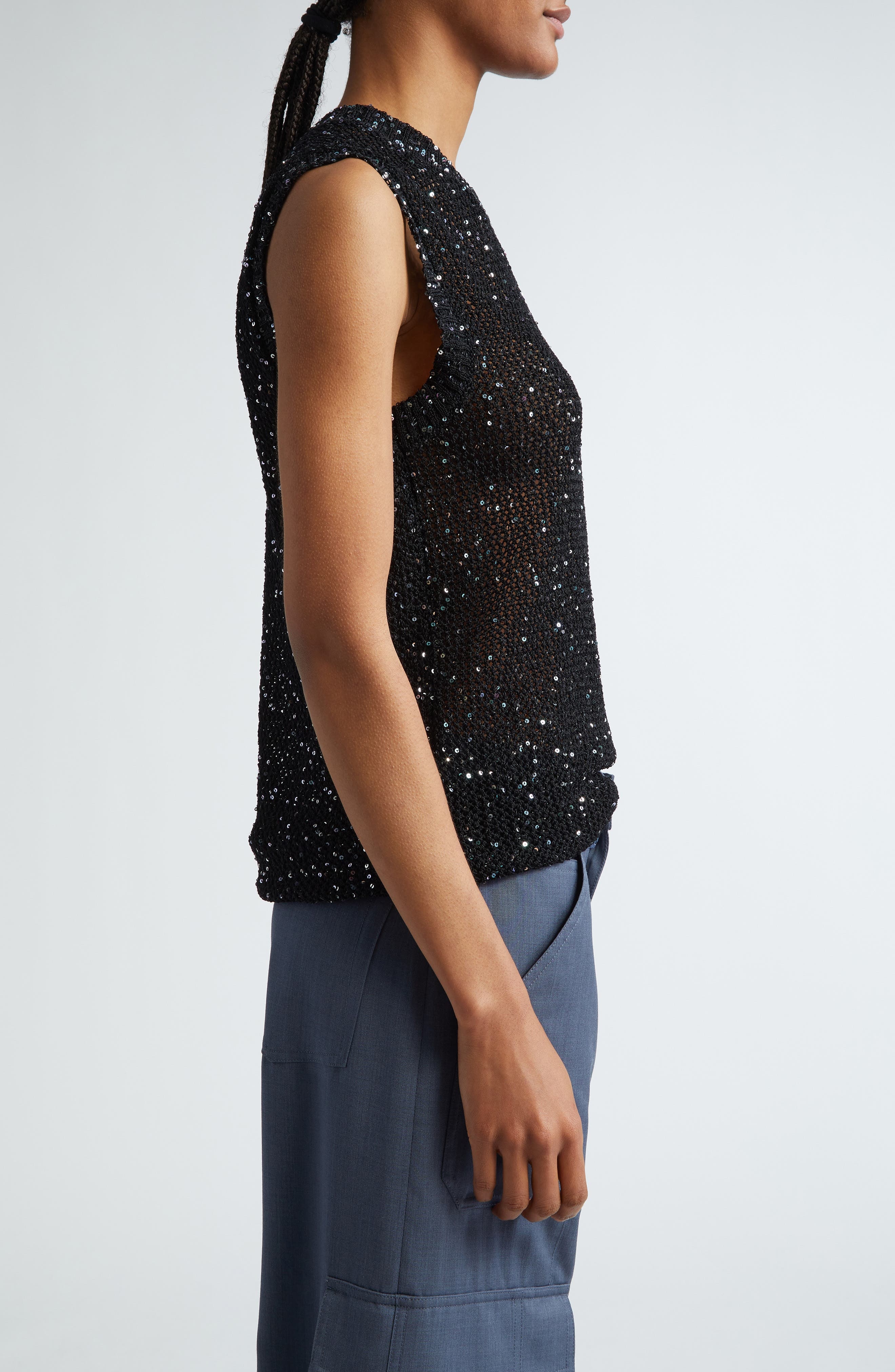 Golden Goose Journey Sequin Sleeveless Sweater in Black at Nordstrom - 4
