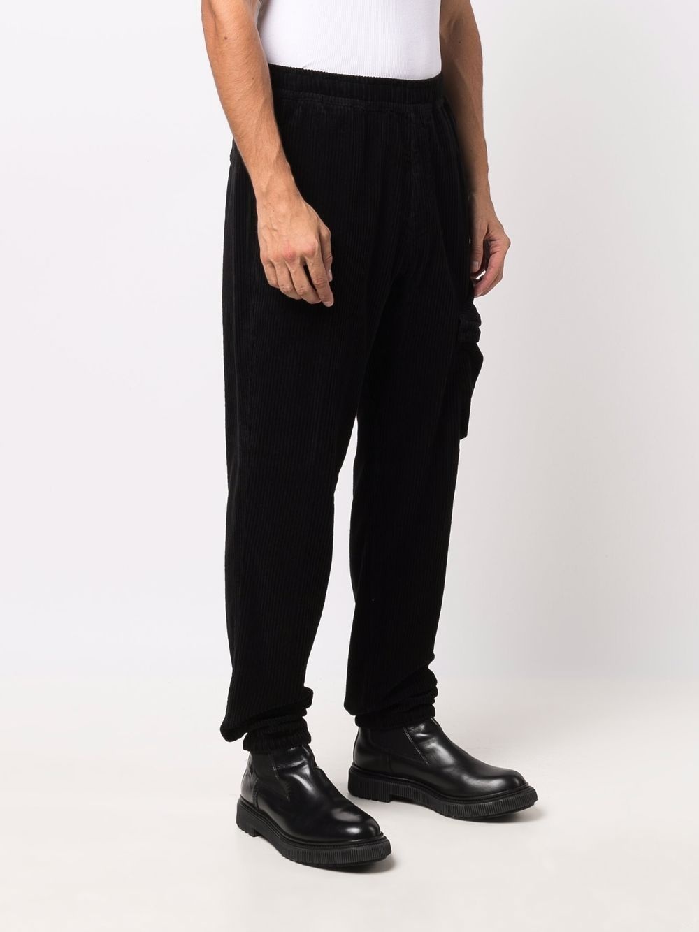 logo-patch corduroy trousers - 3