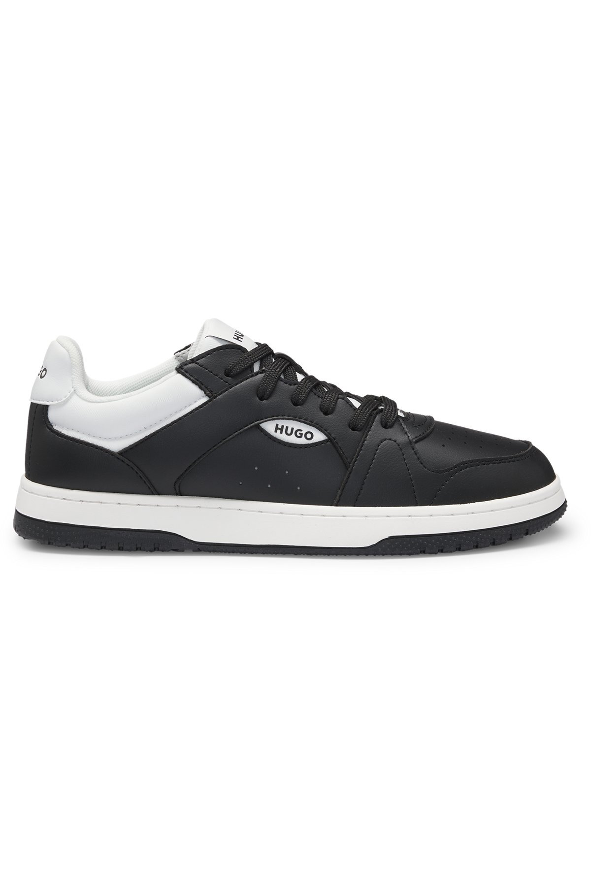 FAUX-LEATHER LACE-UP TRAINERS WITH LOGO DETAILS - 1