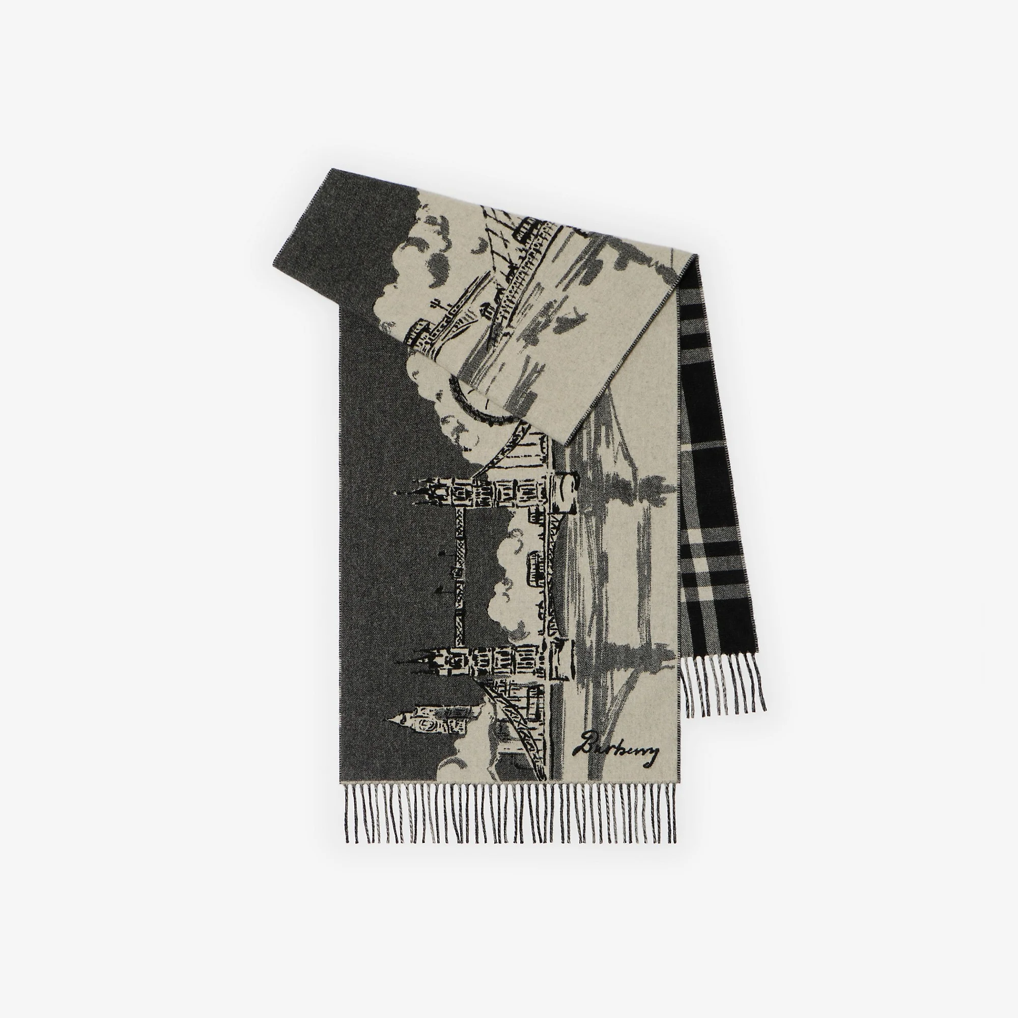 Wide River Thames Cashmere Scarf - 1