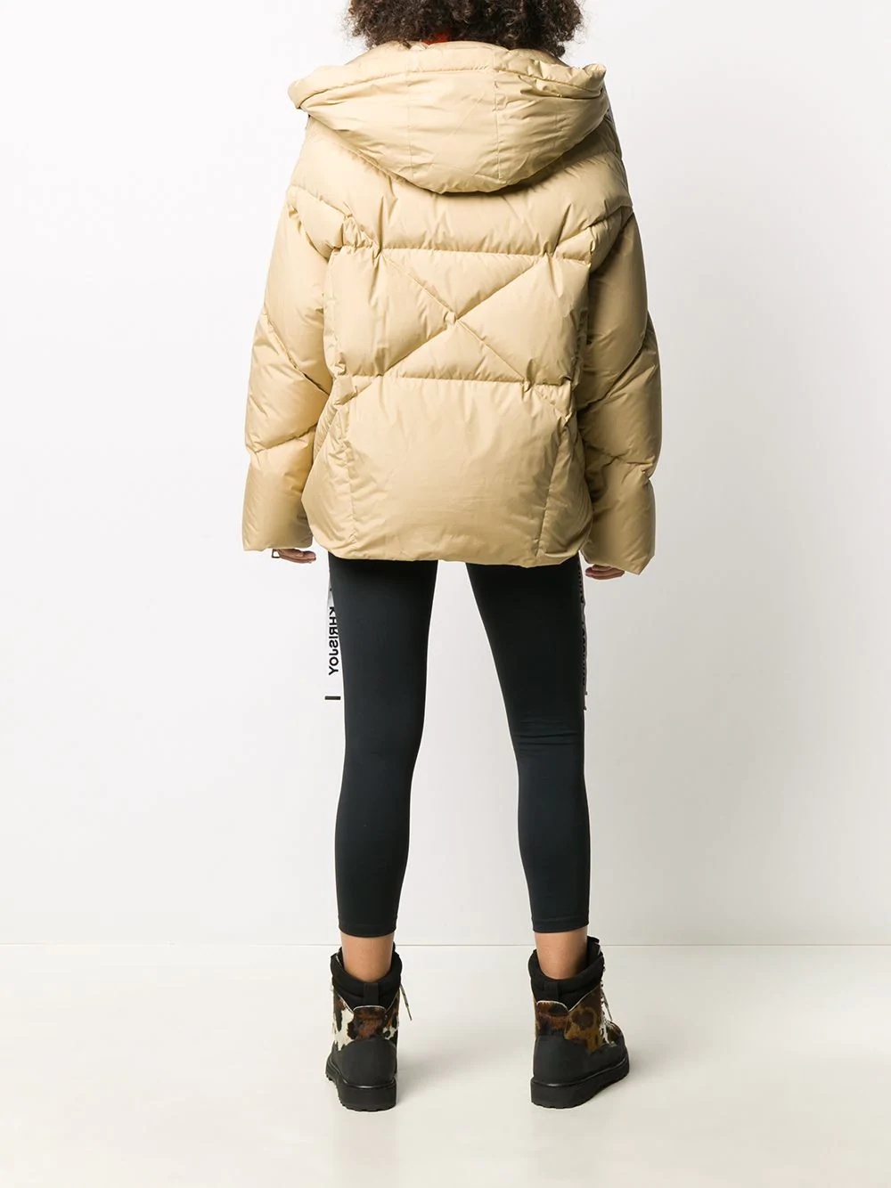 logo drawstring puffer jacket  - 4