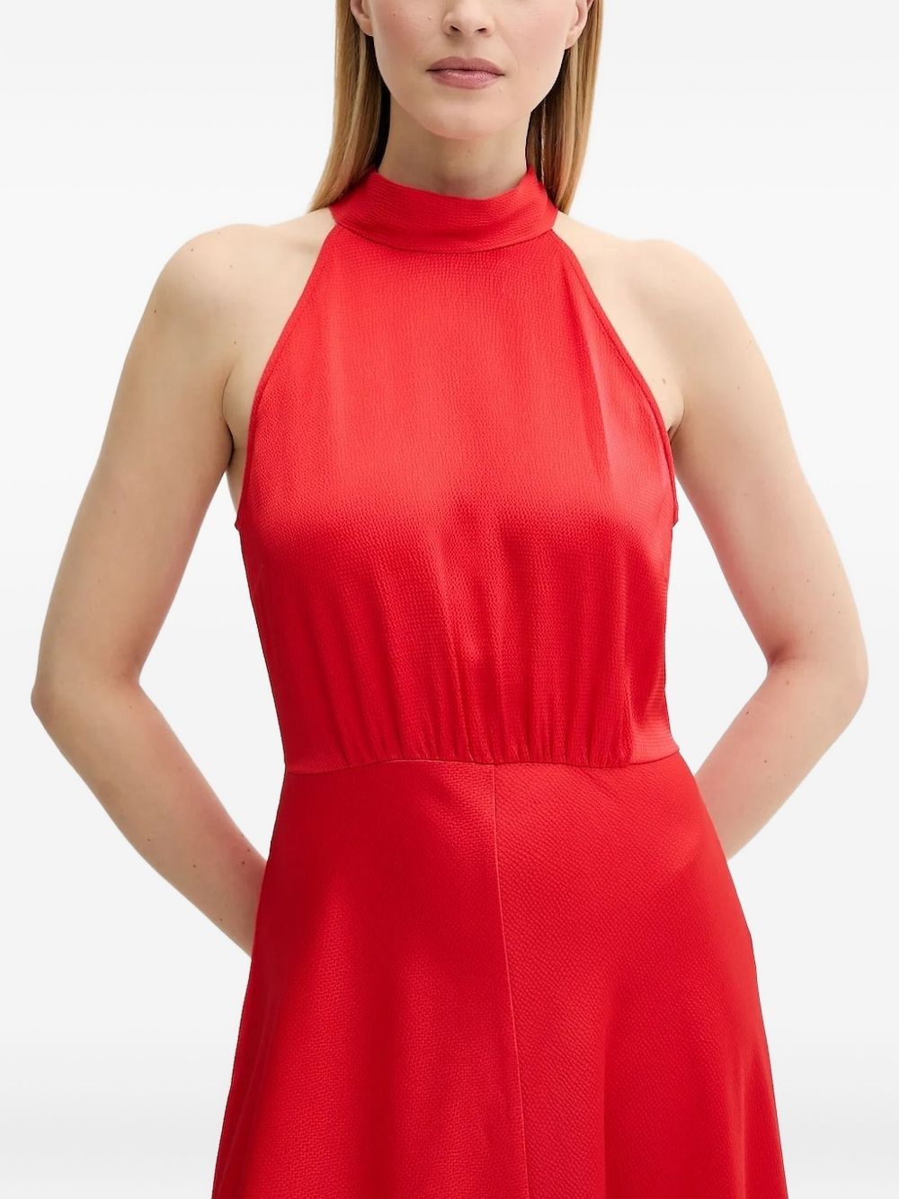 halterneck bow midi party dress - 3