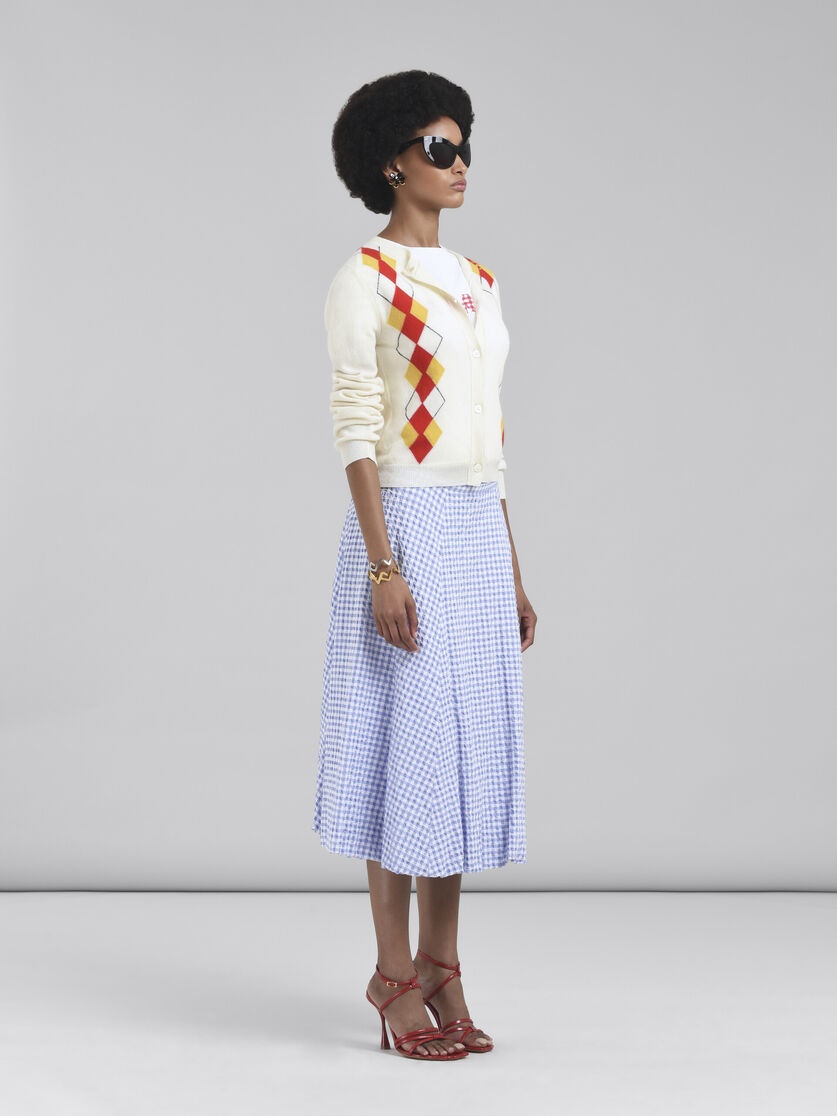 WHITE AND LIGHT BLUE CHECKED SEERSUCKER SKIRT - 5