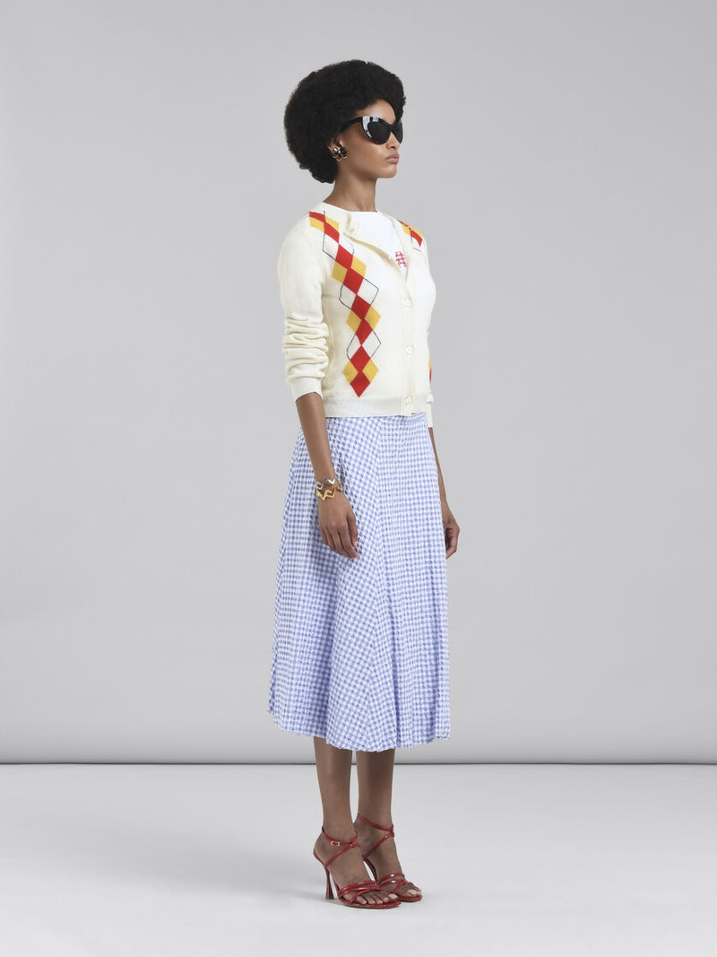 WHITE AND LIGHT BLUE CHECKED SEERSUCKER SKIRT 5