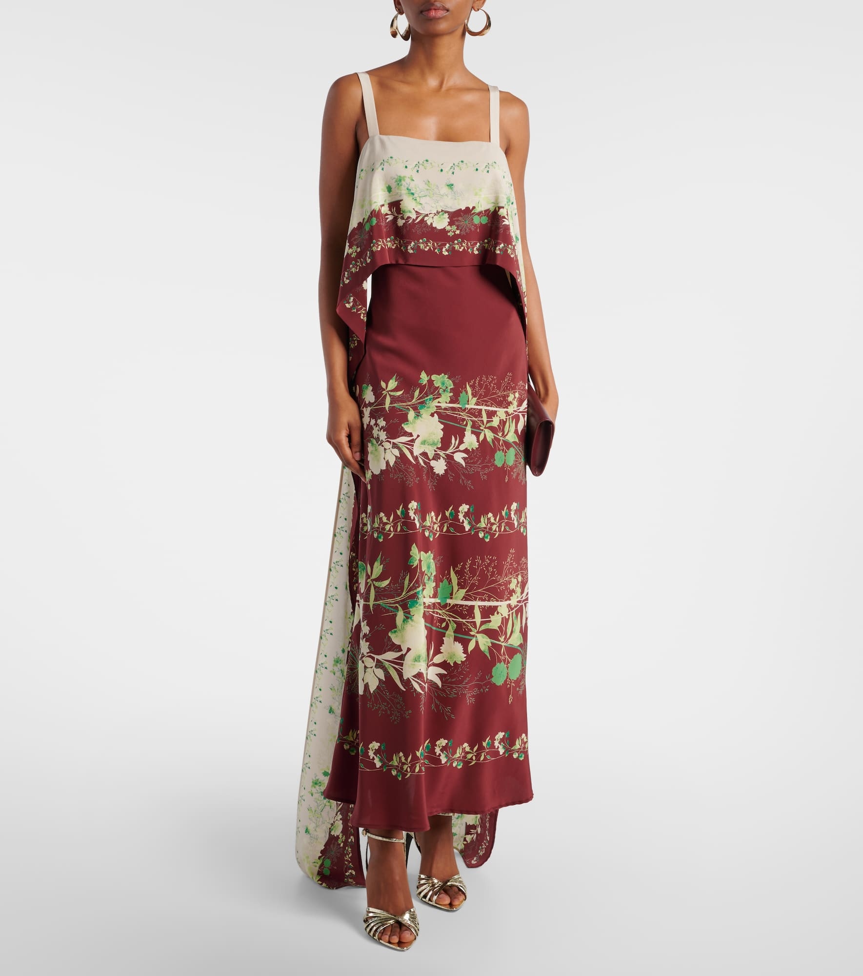 Floral silk crêpe de chine midi dress - 2