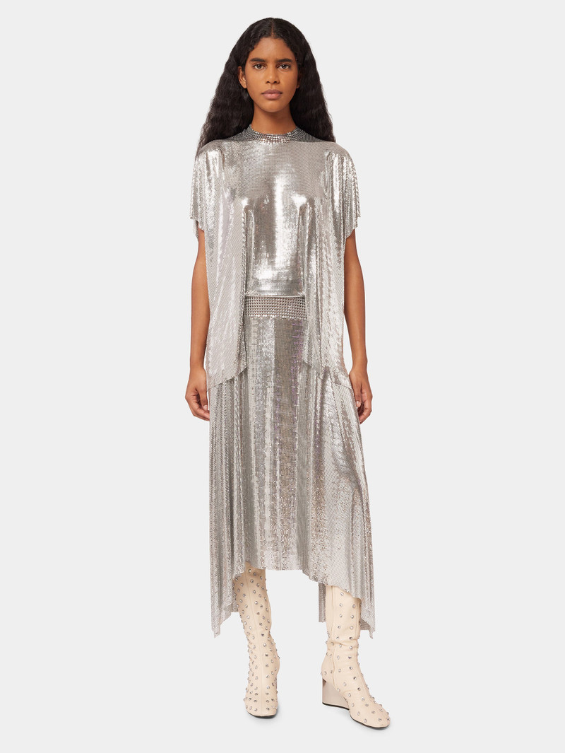 rabanne SILVER ASYMMETRIC MESH SKIRT outlook