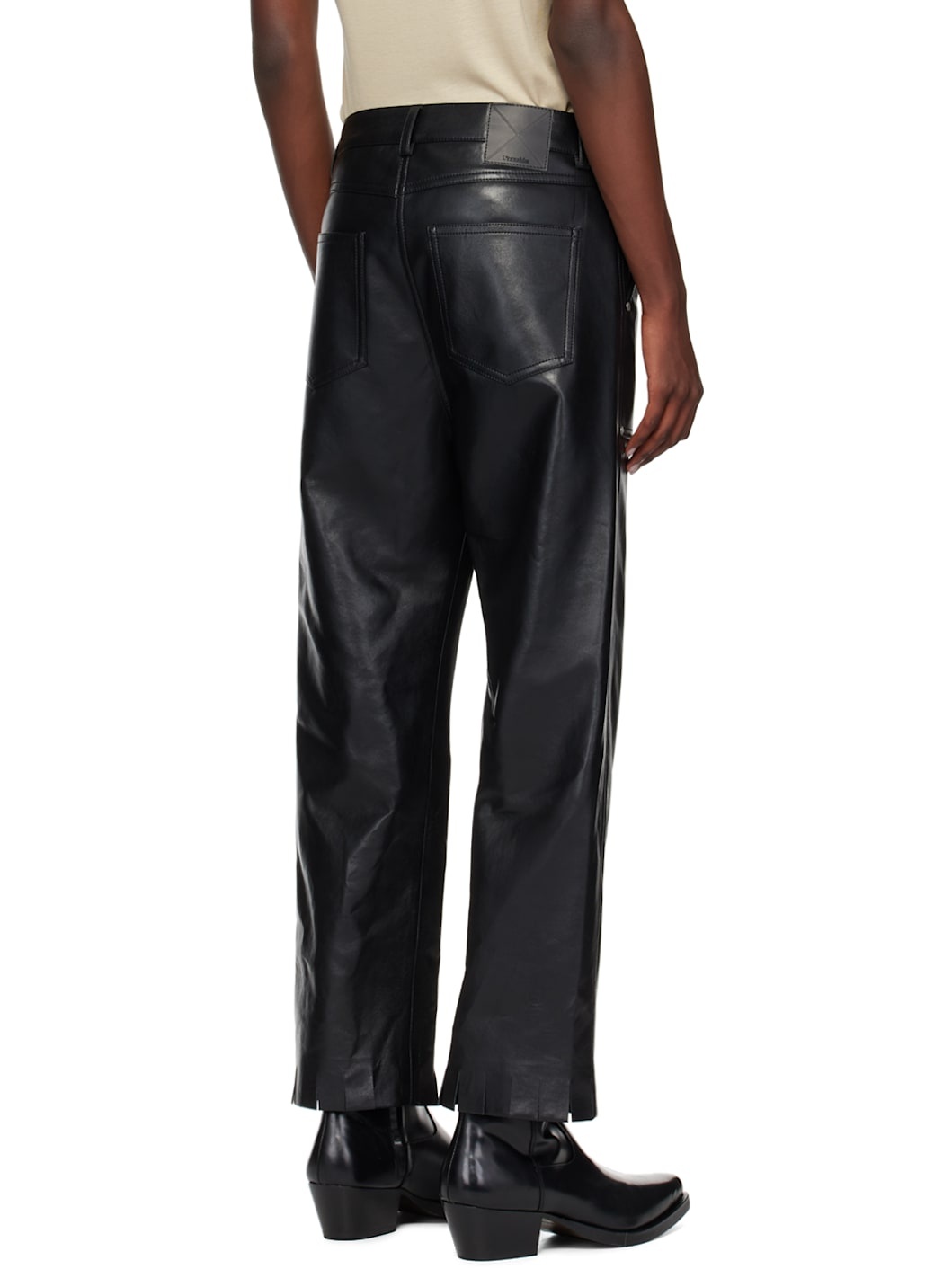 Black Quido Regenerated Leather Trousers - 3