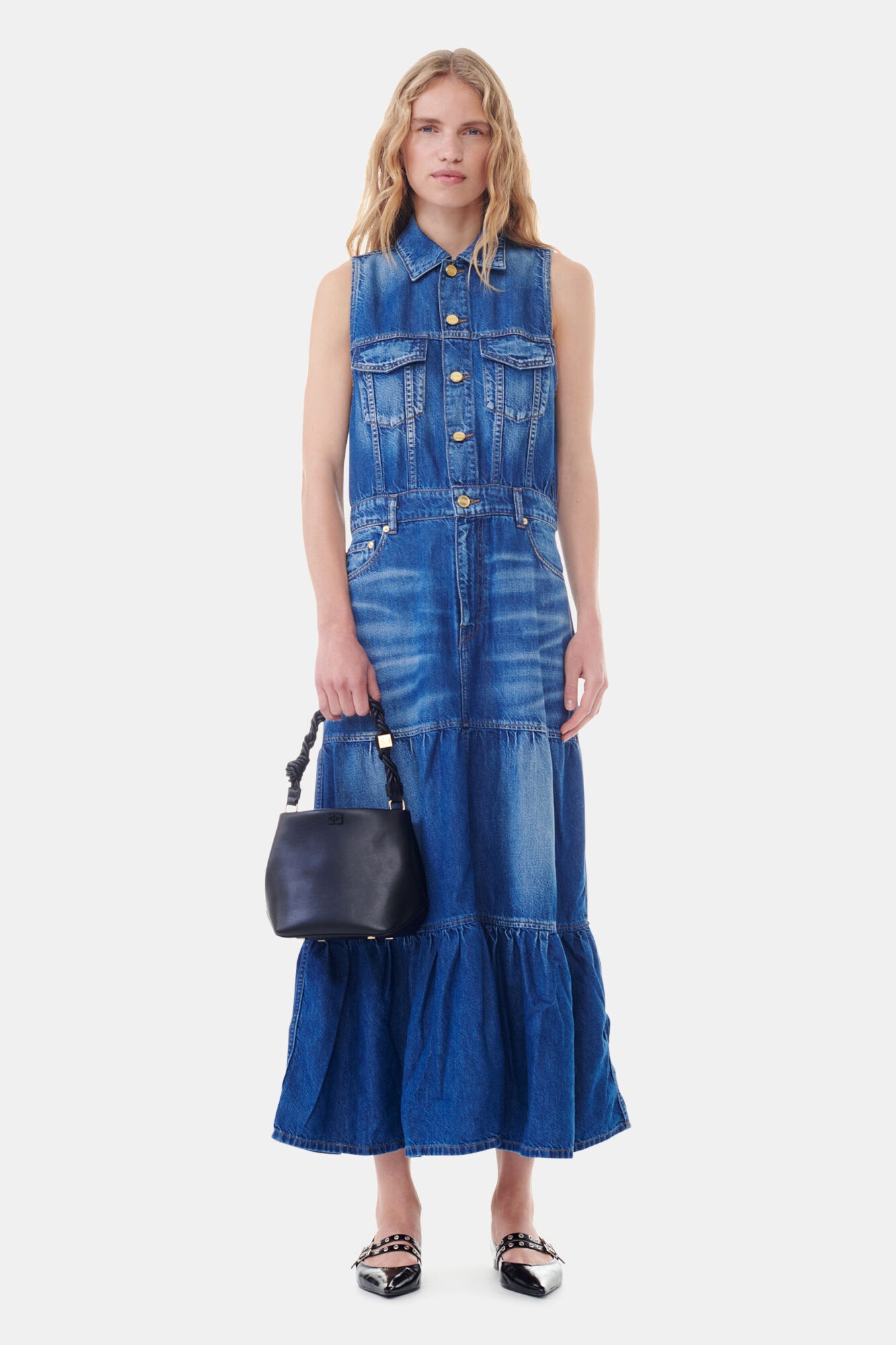 BLUE DENIM LONG DRESS - 2