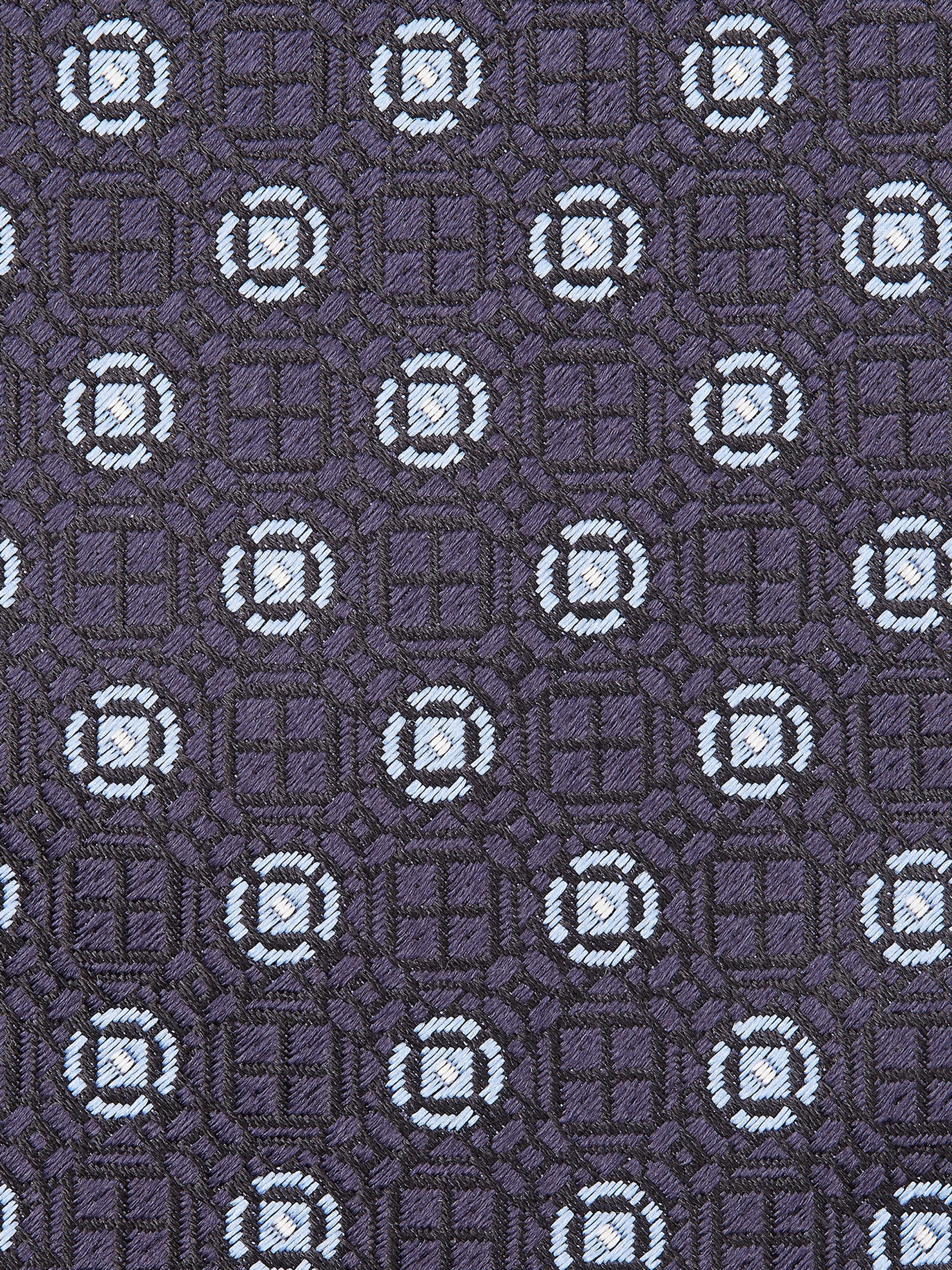 DARK BLUE PRINTED SILK 5 PIEGHE TIE - 2