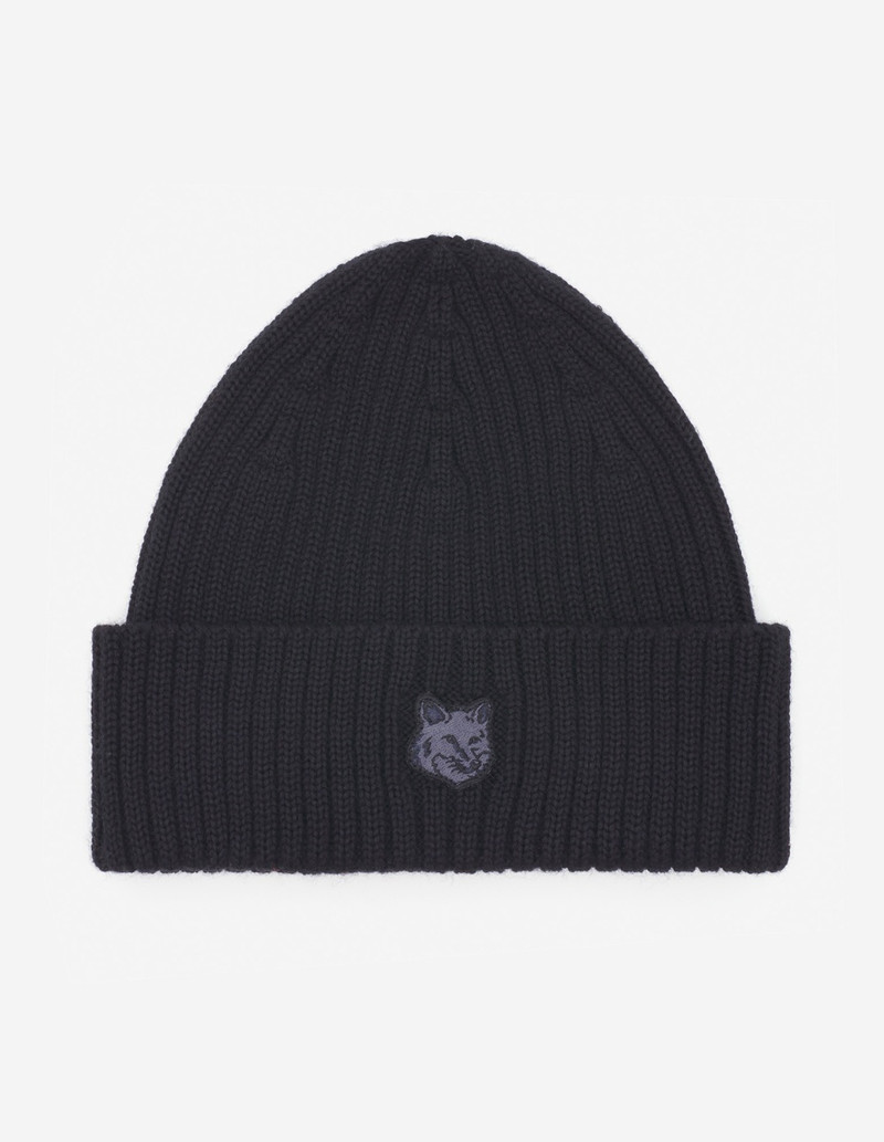 BOLD FOX HEAD PATCH RIBBED BEANIE 1