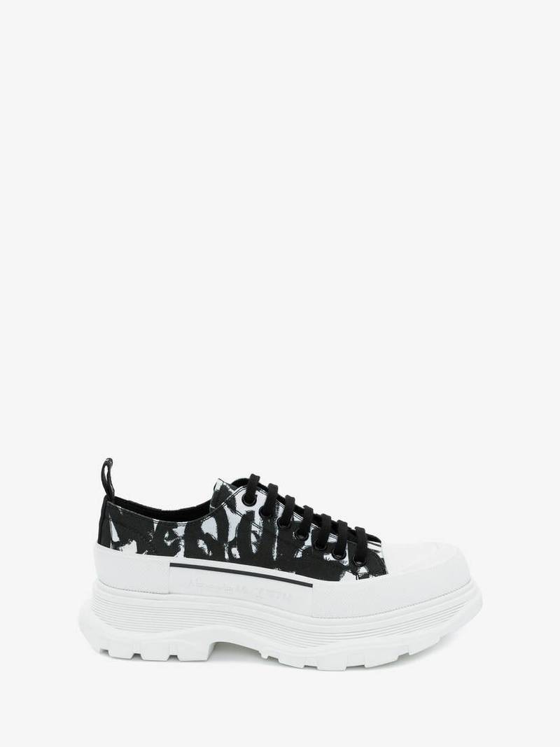 Mcqueen Graffiti Tread Slick Lace-up in Black/white - 1