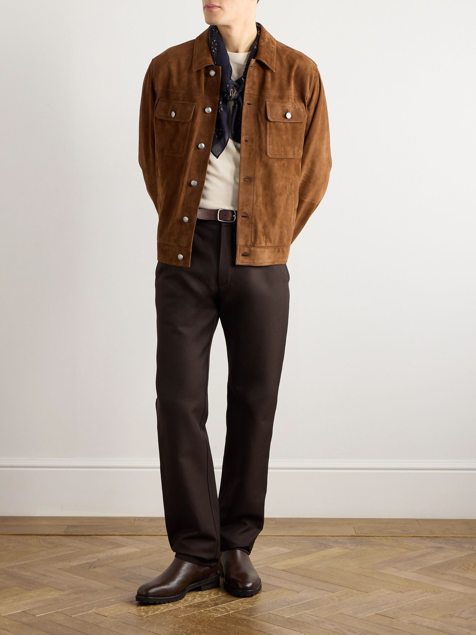 Suede Trucker Jacket Brown - 2