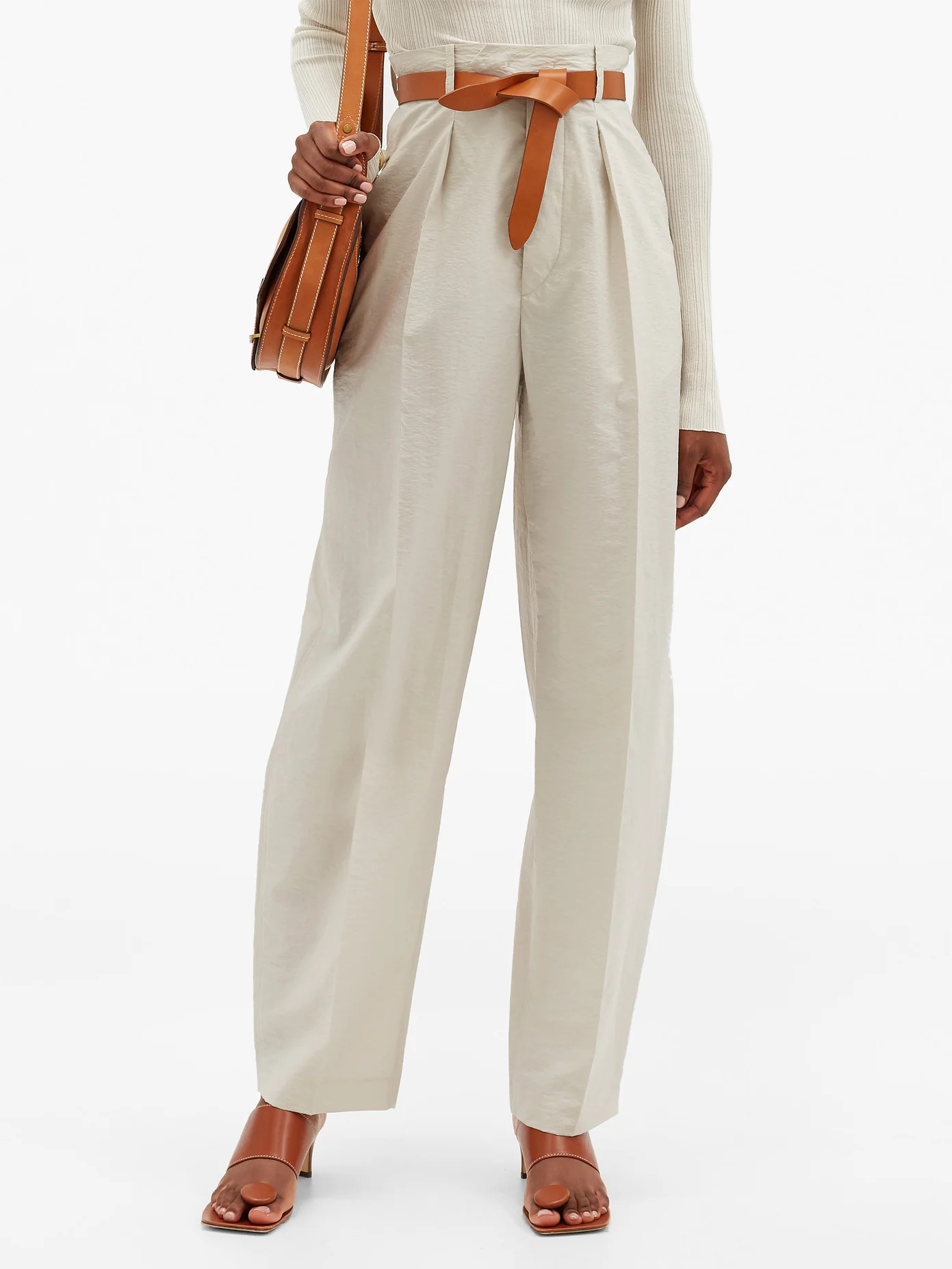 Tacoma crinkled cotton-blend straight-leg trousers - 6