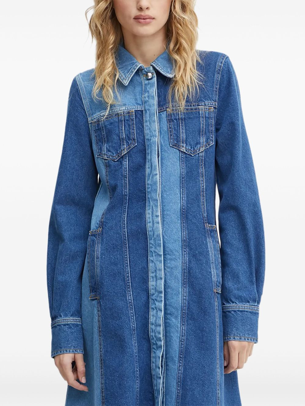 panelled midi shirt dress - 3
