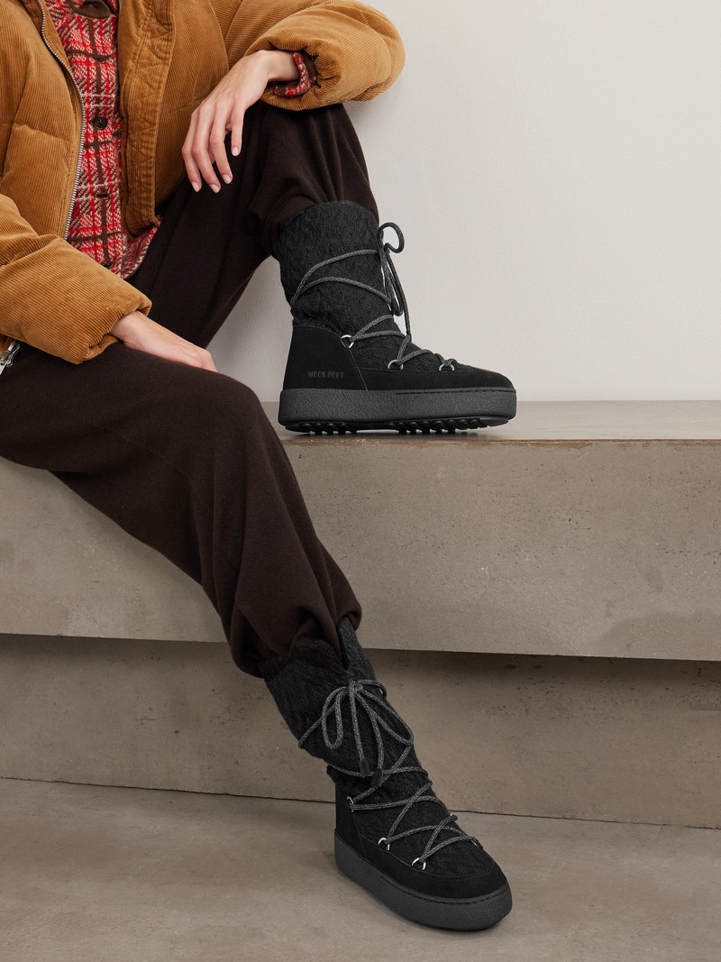MOON BOOT + Guest In Residence Ltrack Suede-trimmed Knitted Snow Boots outlook