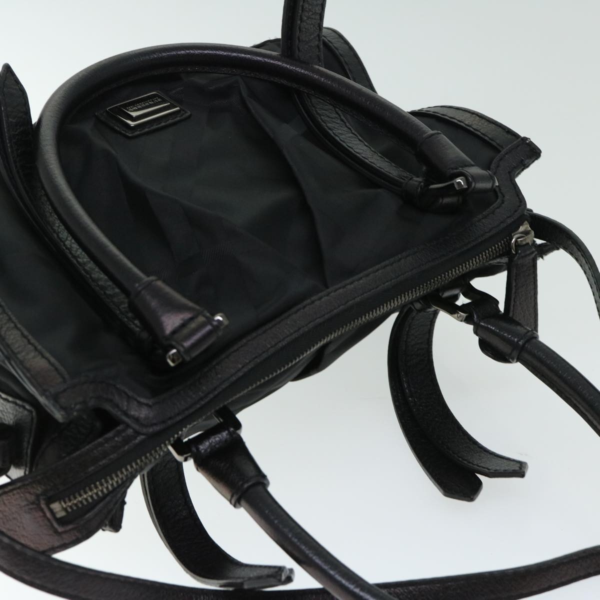 Burberry Hand Bag Nylon Leather Black - 4