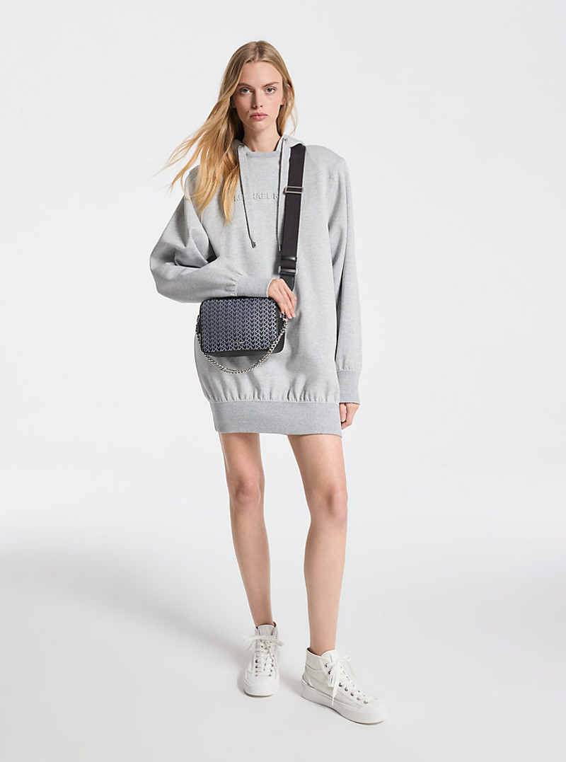 Shoulder Pad Cotton Blend Hoodie Dress 1