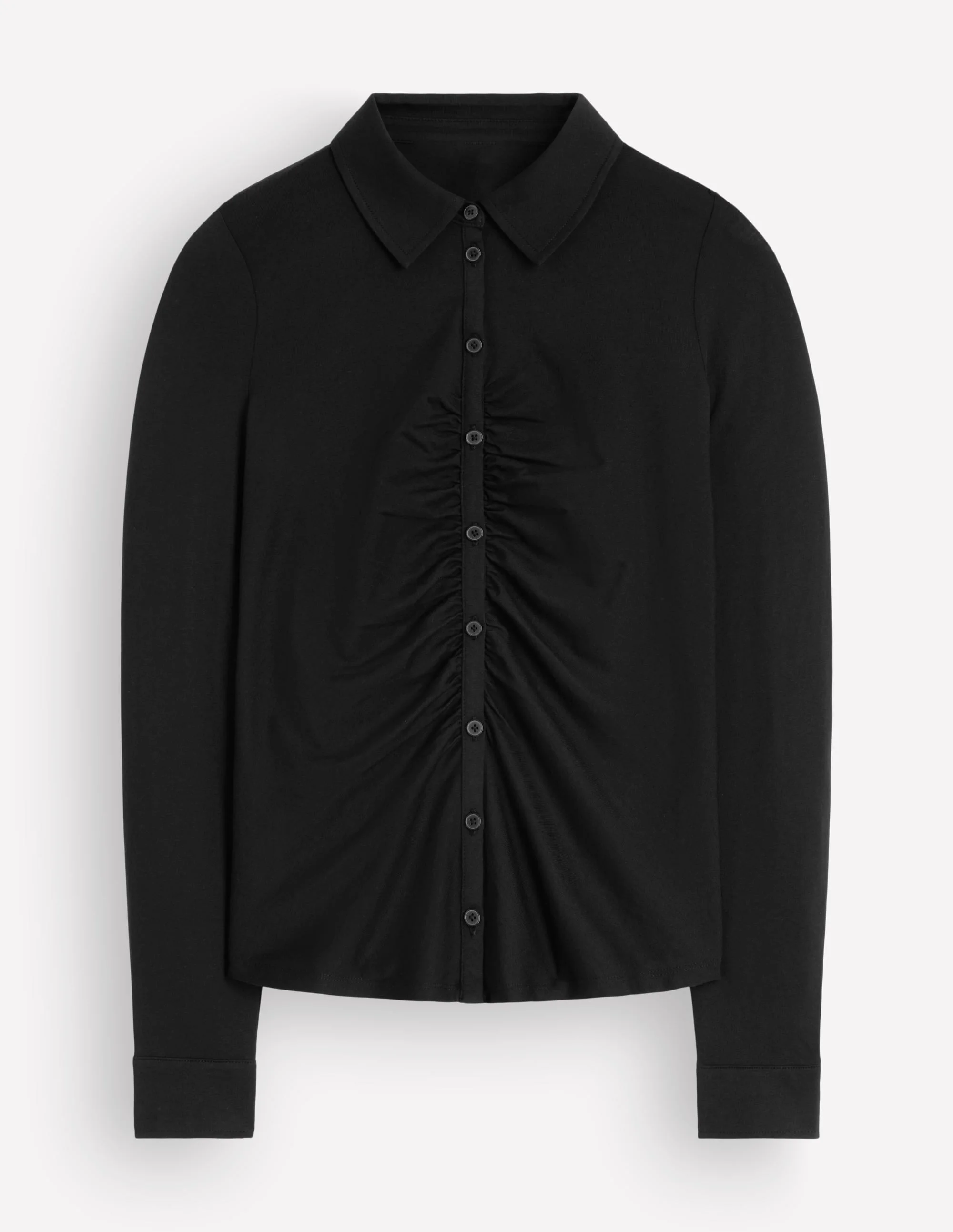 Supersoft Ruched Jersey Shirt-Black - 1