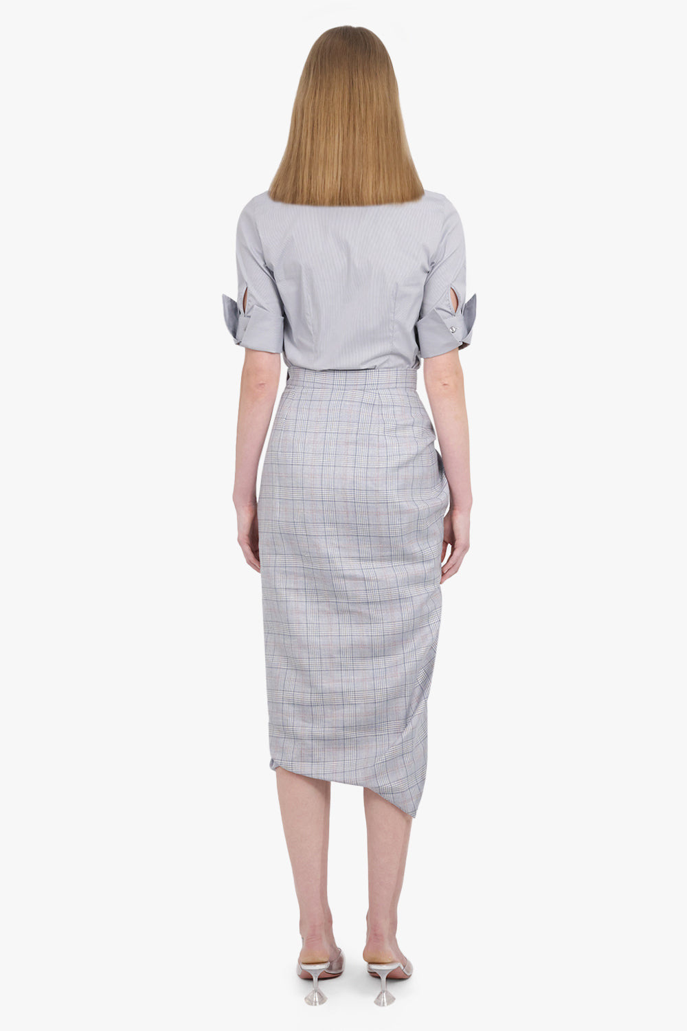 SIDE PANTHER PRINCE OF WALES CHECK PRINT SKIRT | GREY - 5
