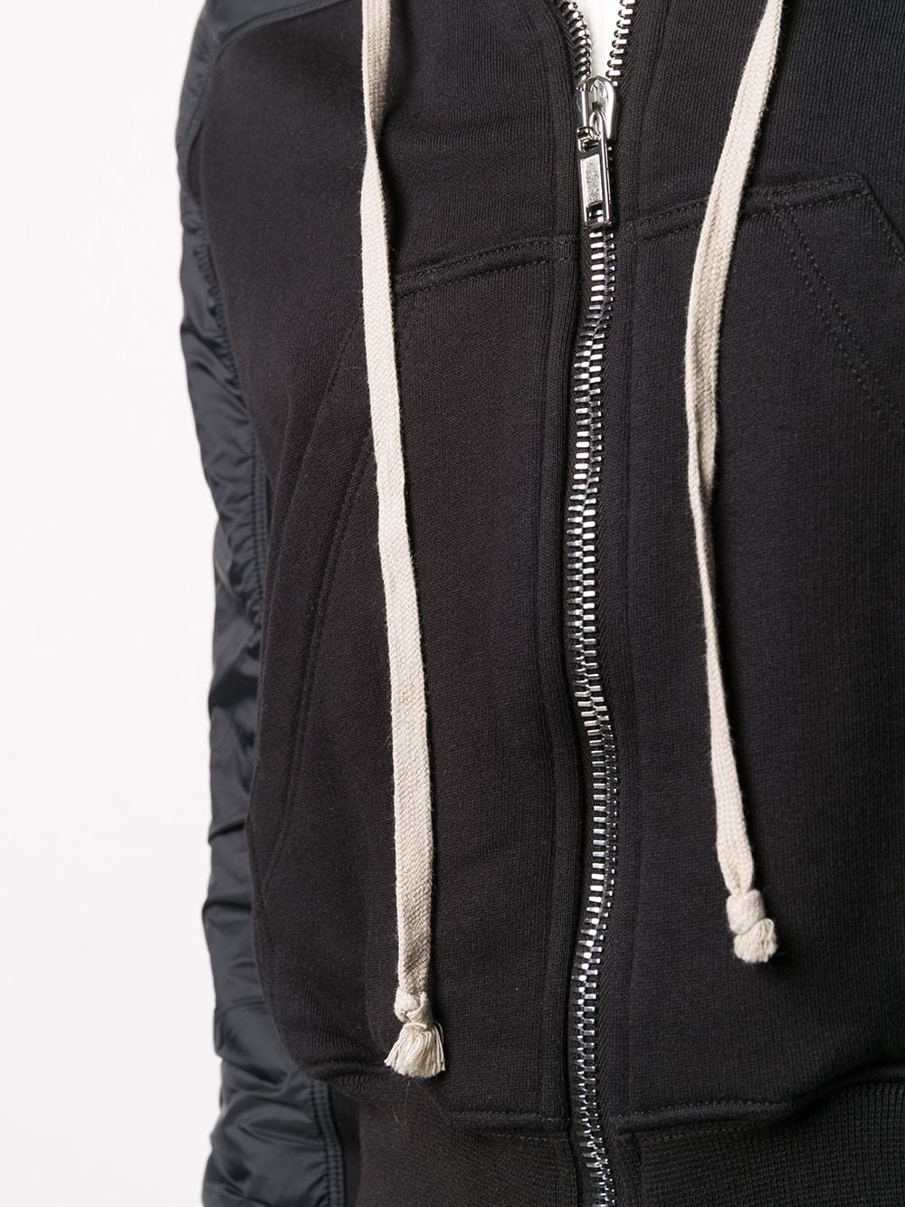 drawstring zip hoodie with contrasting textures - 5