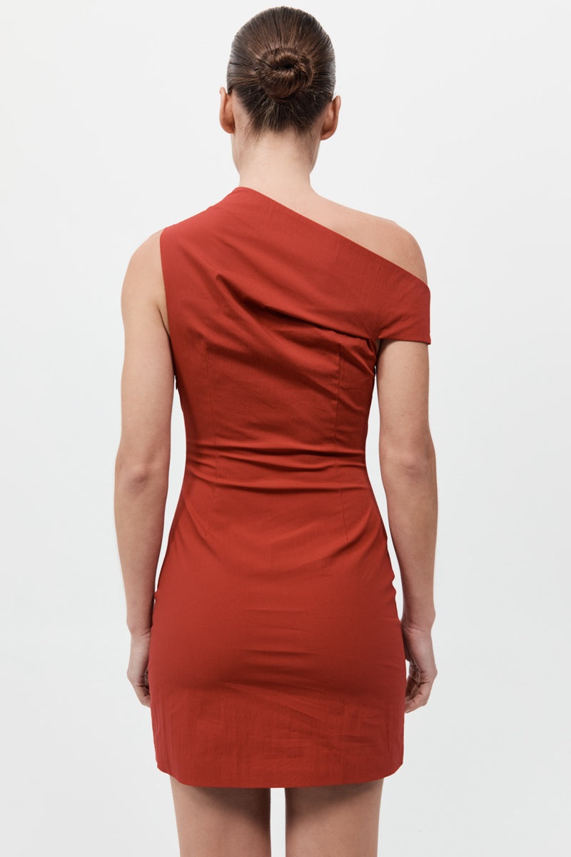 Soft Sculptural Mini Dress - Rosso - 7