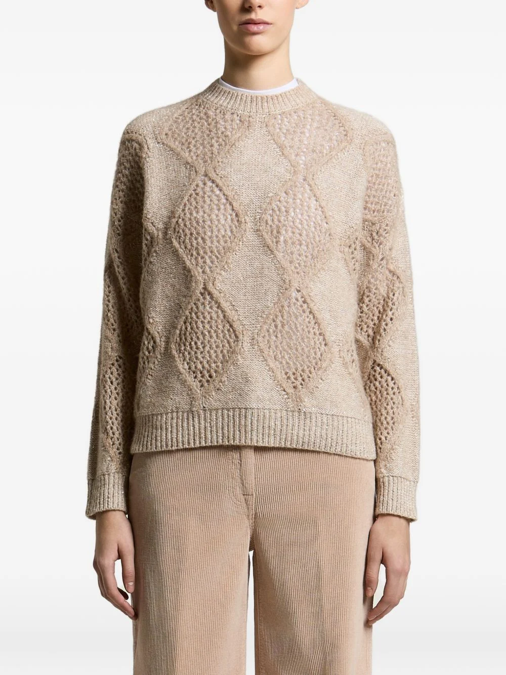 argyle open-knit sweater - 1